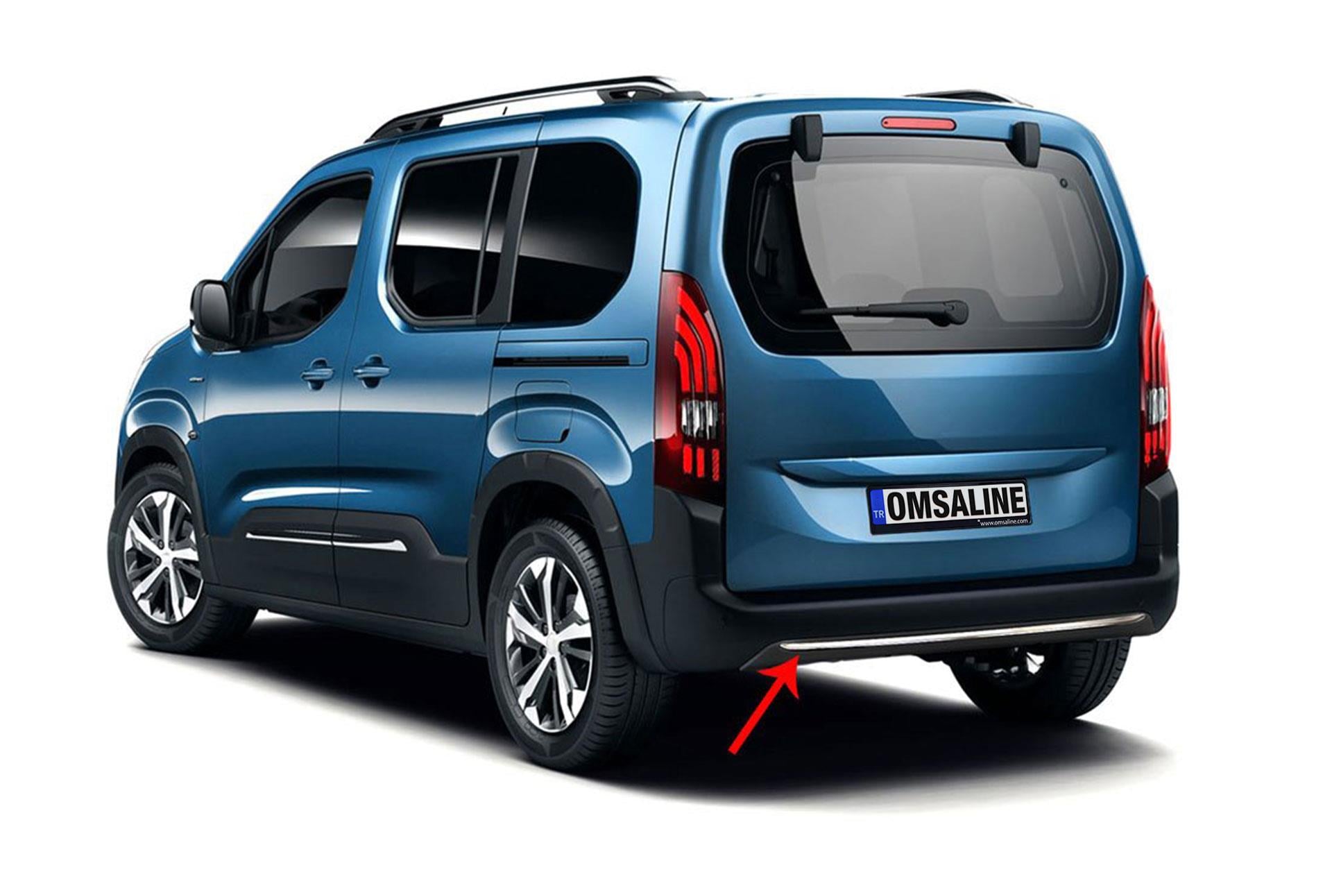 OMSA Opel Combo E Krom Arka Tampon Difüzör Çıtası 2019 ve Sonrası