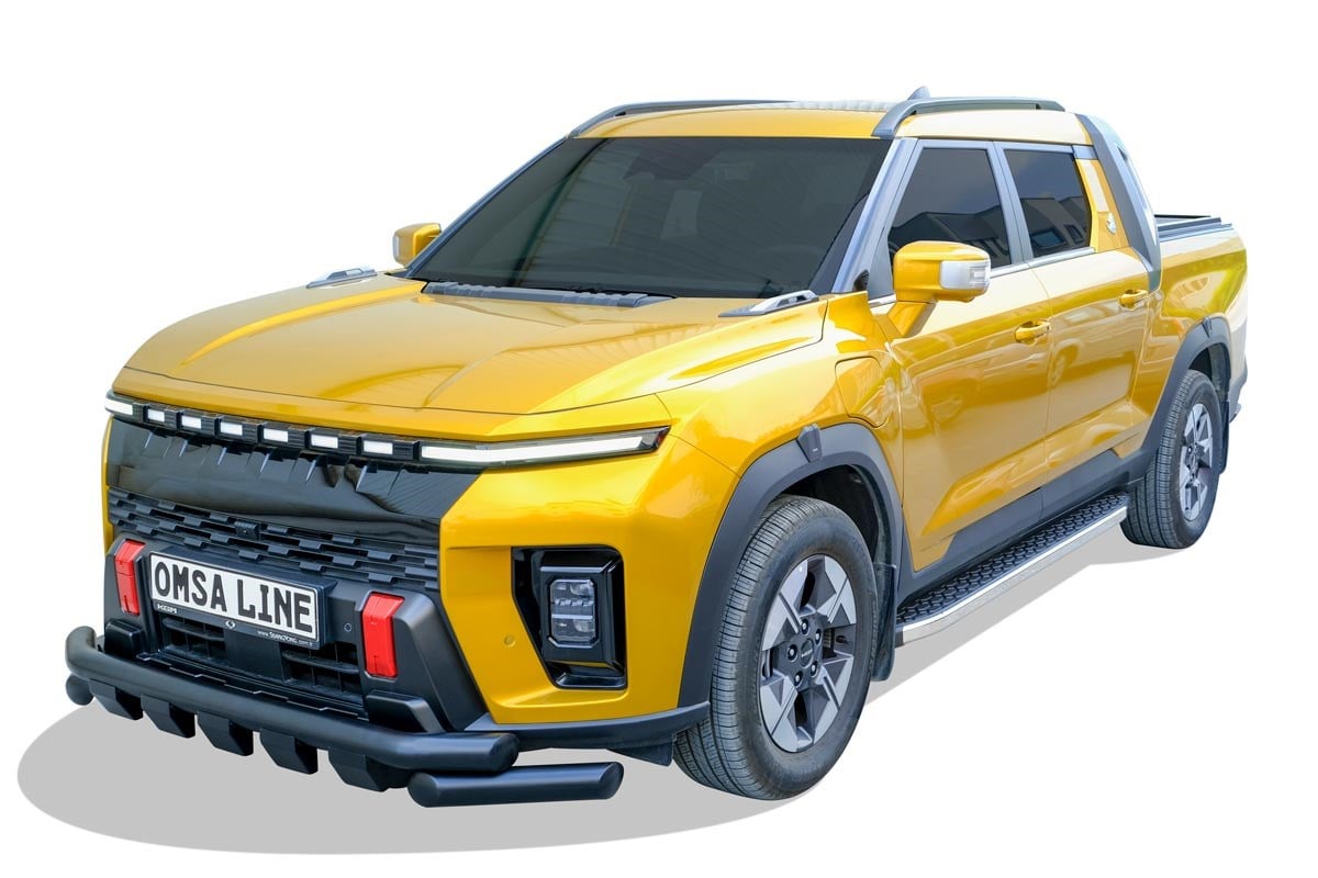 OMSA Ssangyong KGM Musso EV Shark Ön Koruma + Karter Koruma Çap:76 Siyah 2025 ve Sonrası