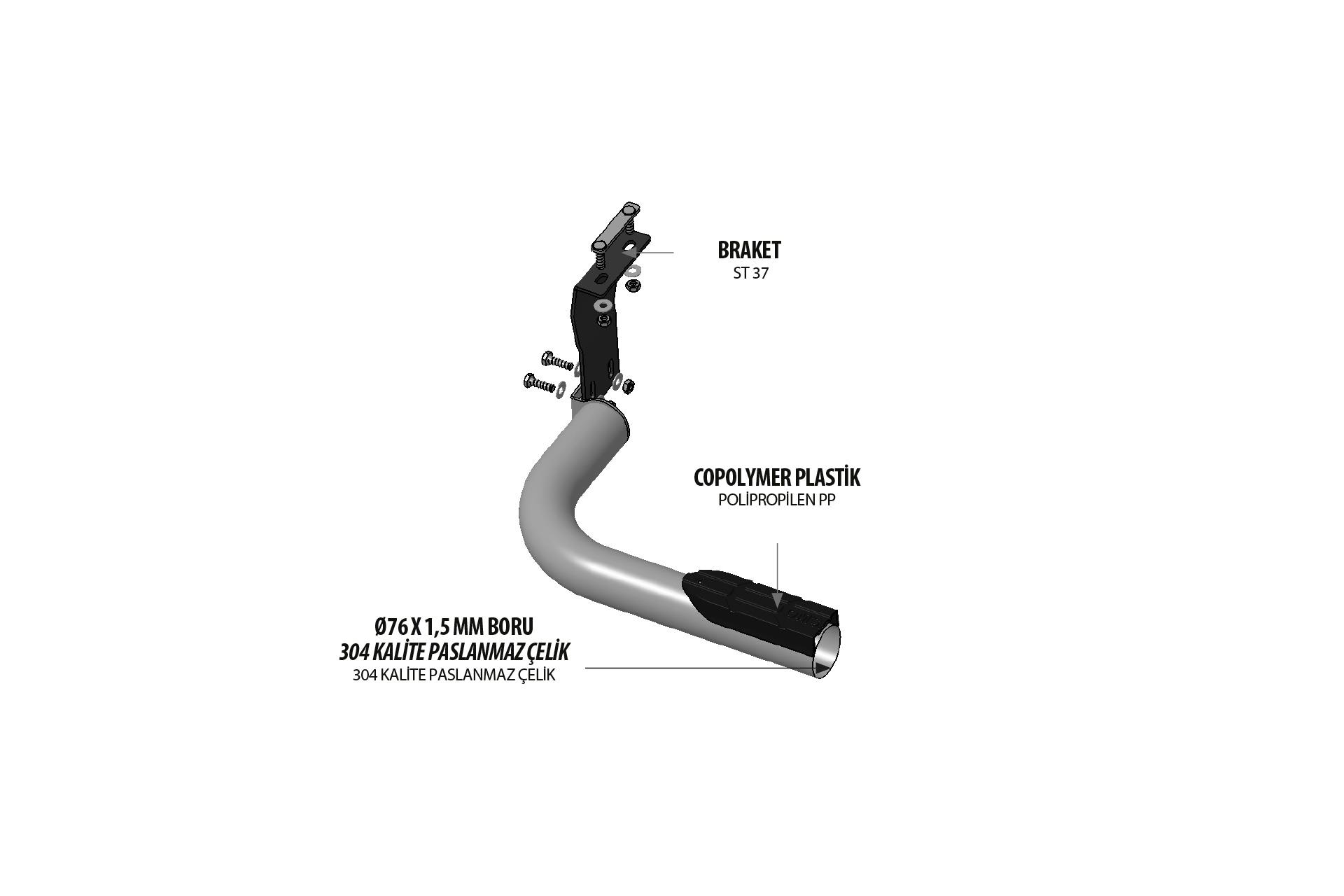 OMSA VW Amarok Amazon Arka Koruma Çap:76 Krom 2022 ve Sonrası