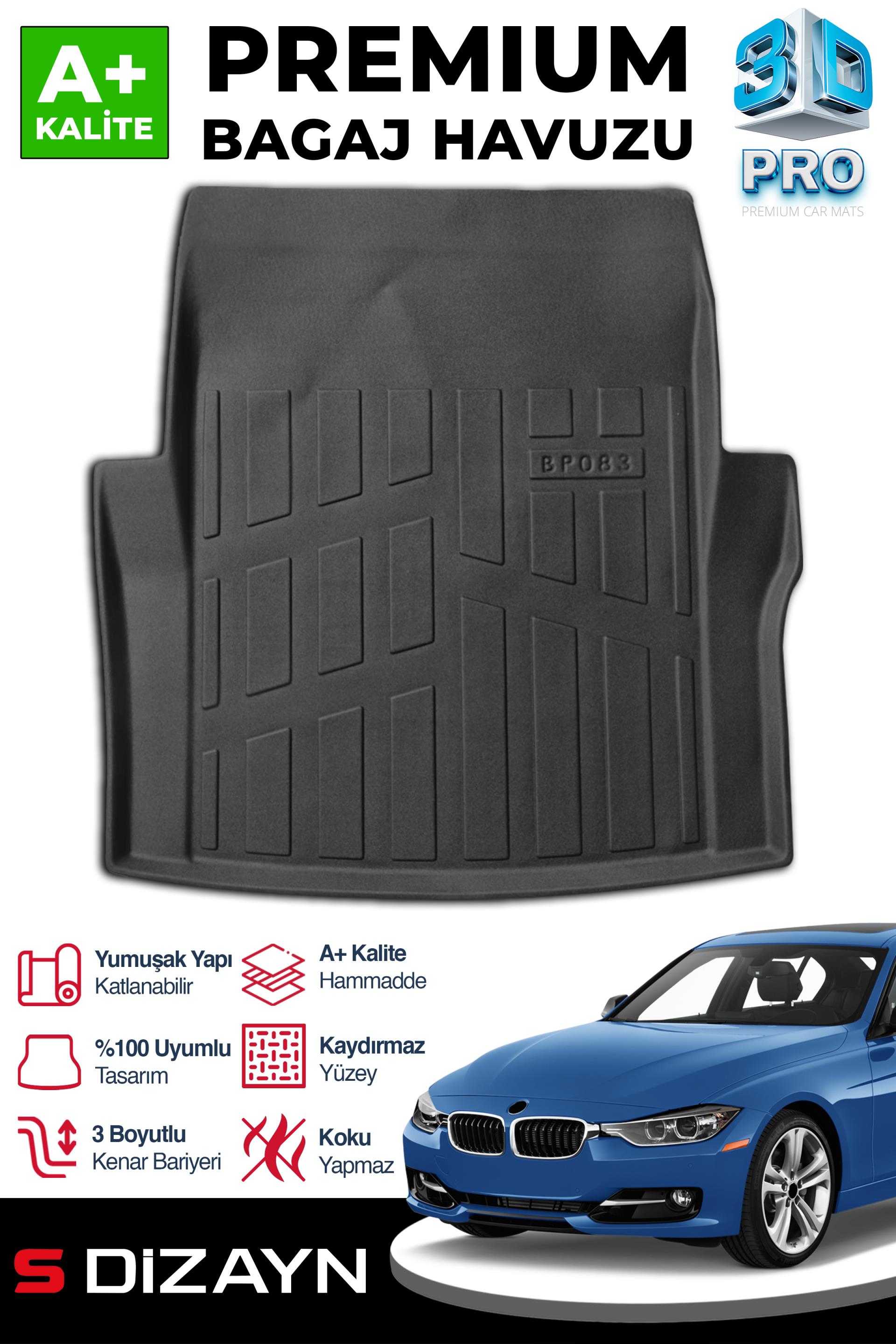 S-Dizayn Bmw 3 Serisi F30 Sedan 3D Pro Bagaj Havuzu 2012-2019 A+ Kalite