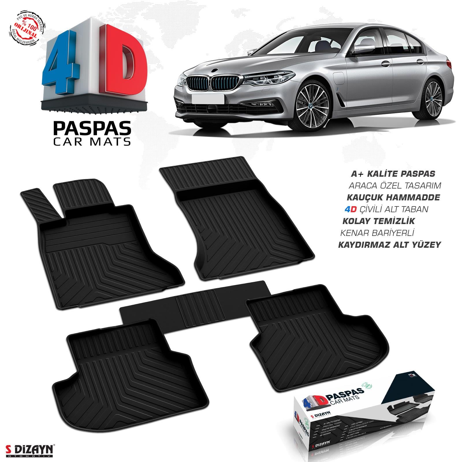 S-Dizayn Bmw 5 Serisi G30 4D Havuzlu Paspas 2017-2023 A+Kalite