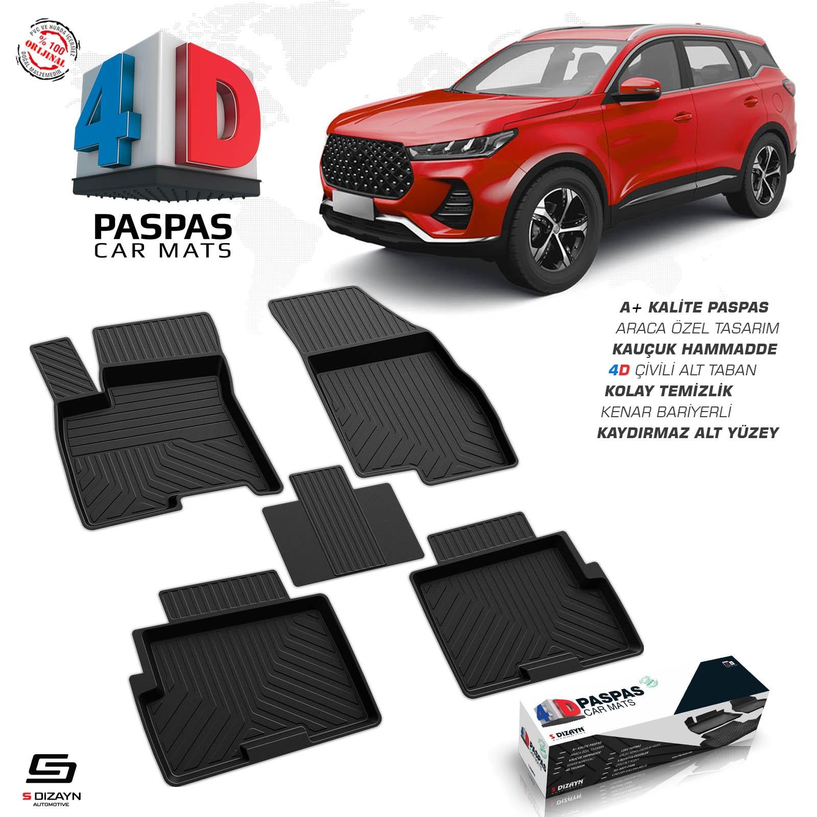 S-Dizayn Chery Tiggo 7 Pro 4D Havuzlu Paspas 2022-2025 A+Kalite