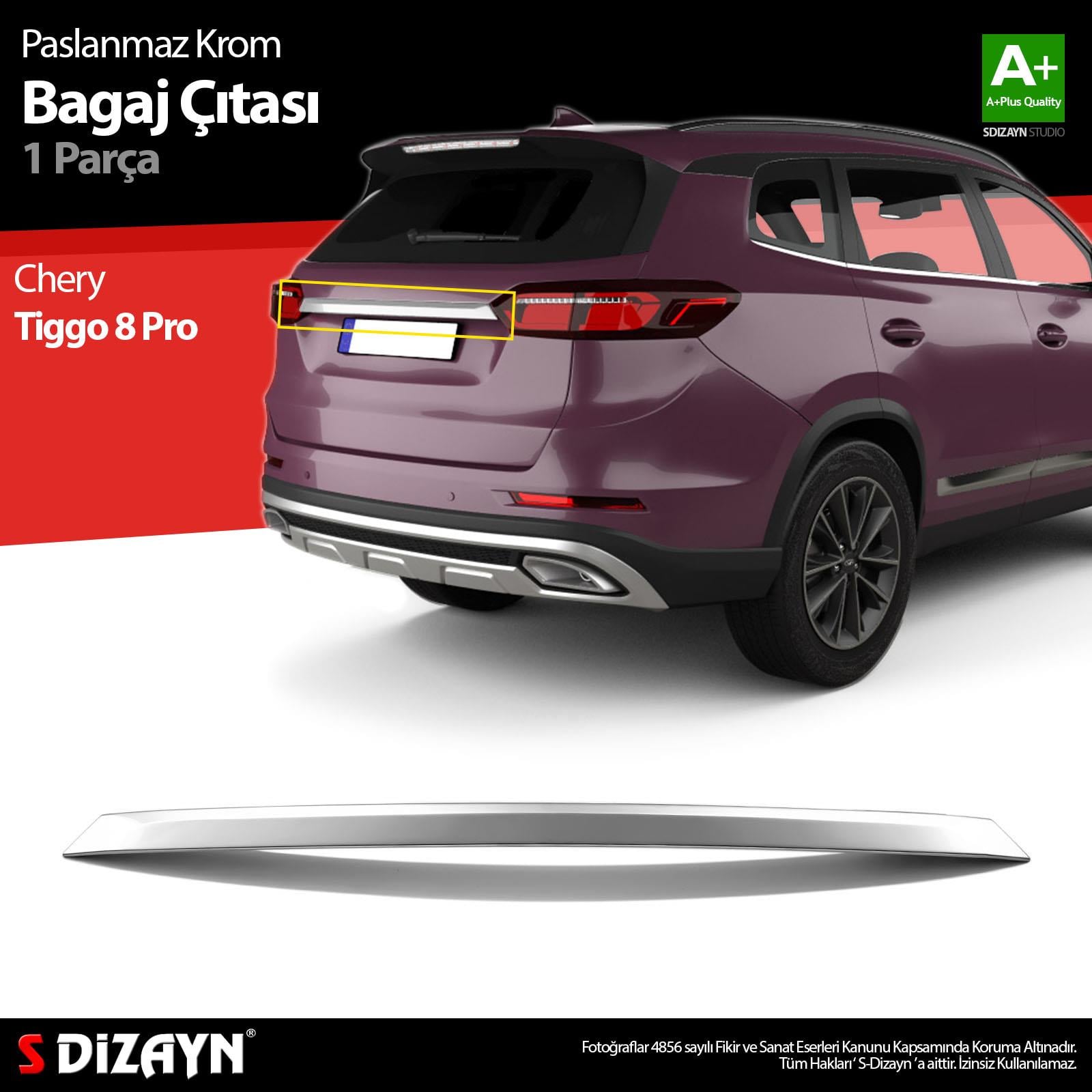 S-Dizayn Chery Tiggo 8 Pro Krom Bagaj Çıtası 2022-2025 A+ Kalite