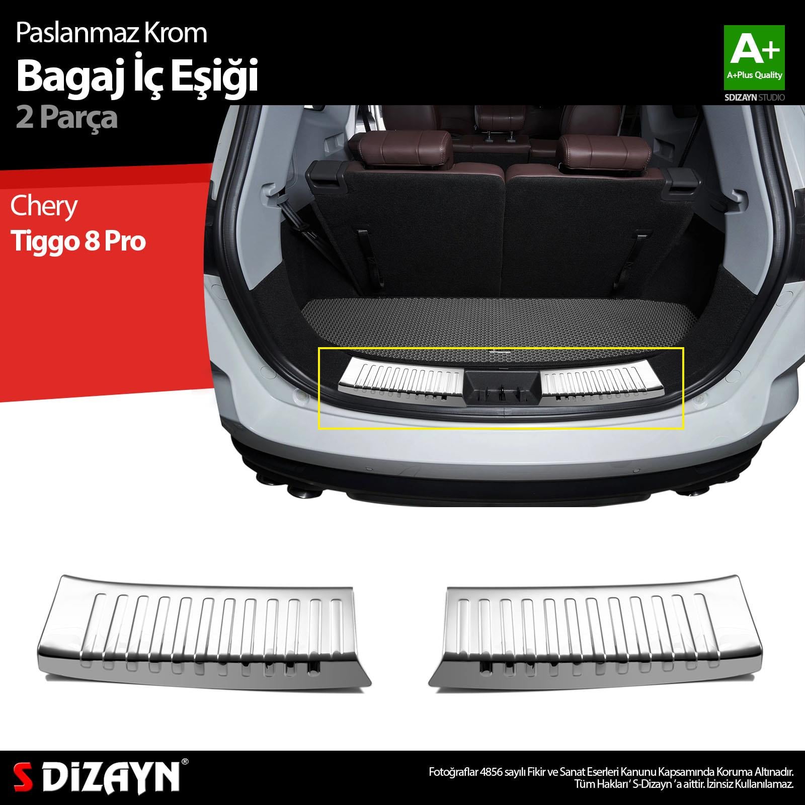 S-Dizayn Chery Tiggo 8 Pro Krom Bagaj İç Eşiği 2022-2025 A+ Kalite
