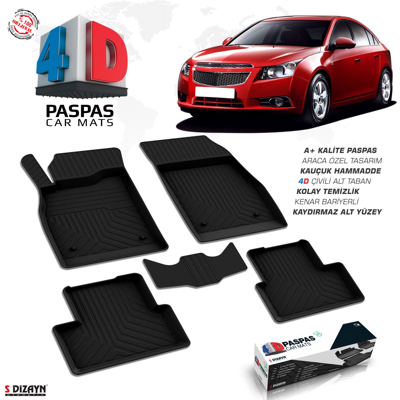 S-Dizayn Chevrolet Cruze 4D Havuzlu Paspas 2009-2019 A+Kalite