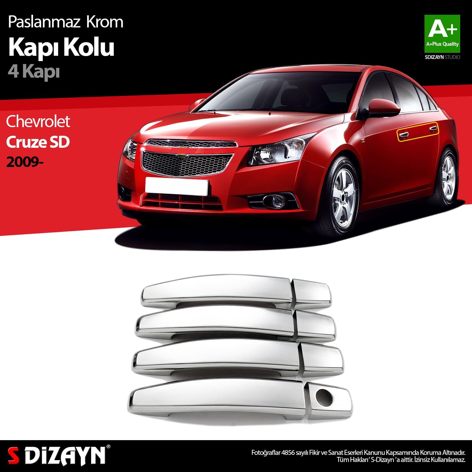 S-Dizayn Chevrolet Cruze SD Krom Kapı Kolu 4 Kapı 2009-2019