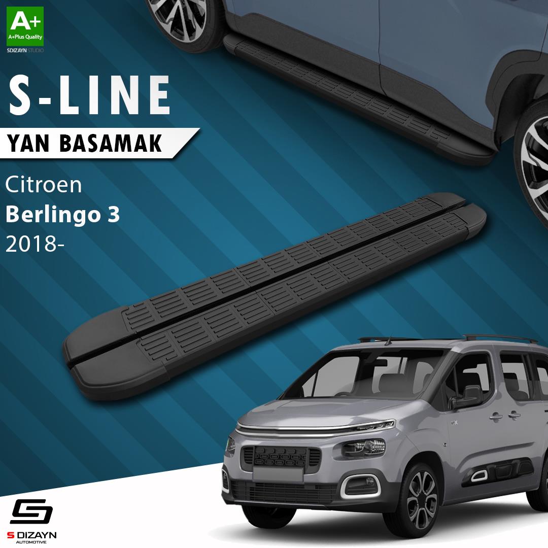 Citroen Berlingo 3 Uzun Şase S-Line Siyah Yan Basamak 213 Cm 2018 Üzeri A+ Kalite