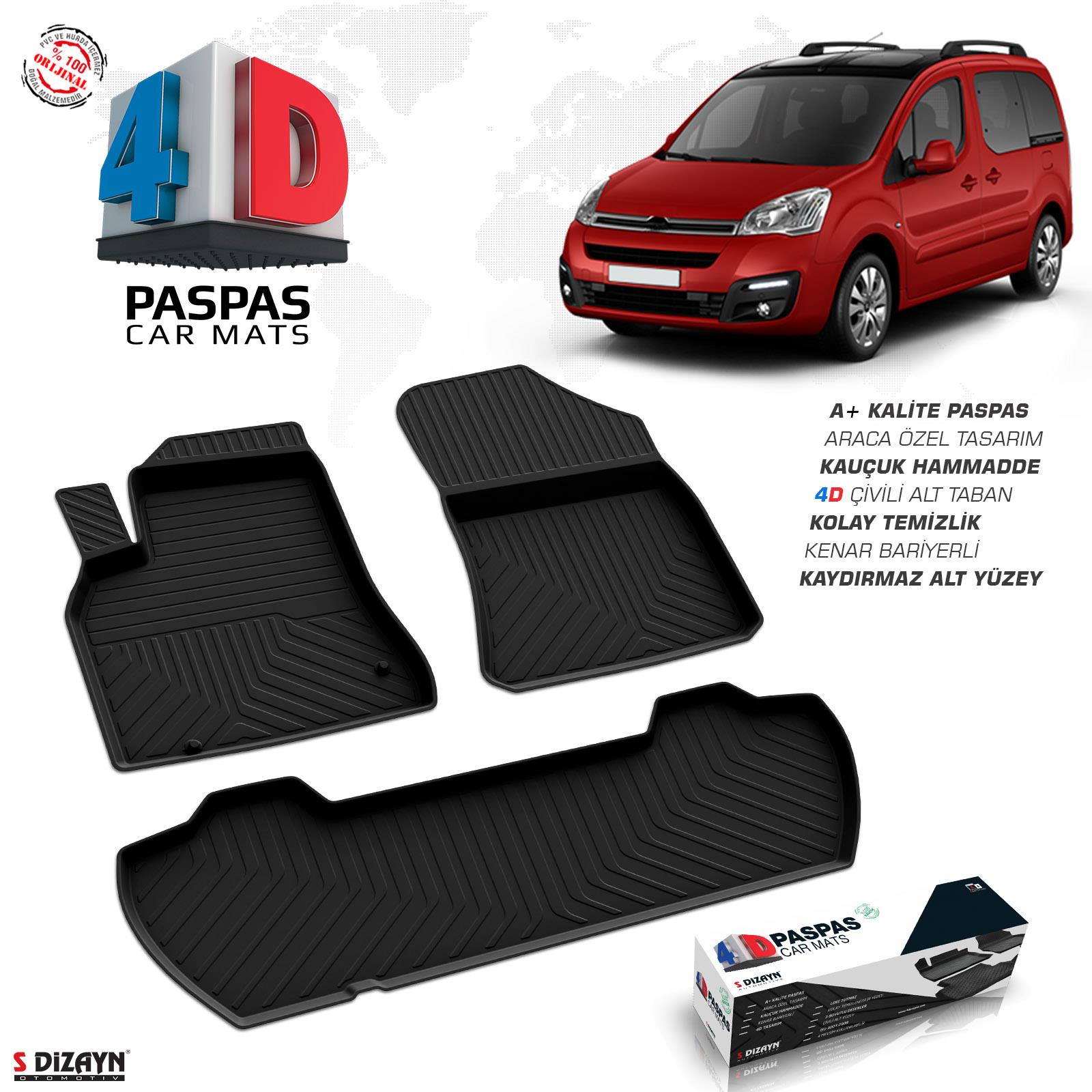 S-Dizayn Citroen Berlingo 4D Havuzlu Paspas 2008-2018 110 HP A+Kalite