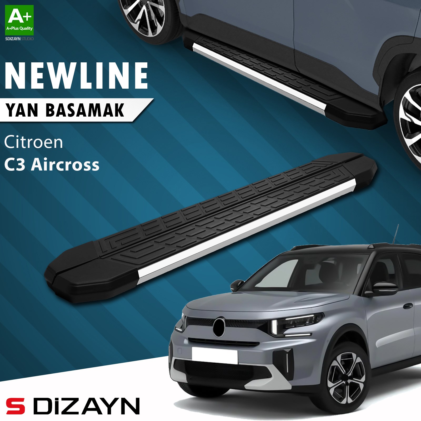 S-Dizayn Citroen C3 Aircross 2 NewLine Krom Yan Basamak 183 Cm 2024 Üzeri A+ Kalite