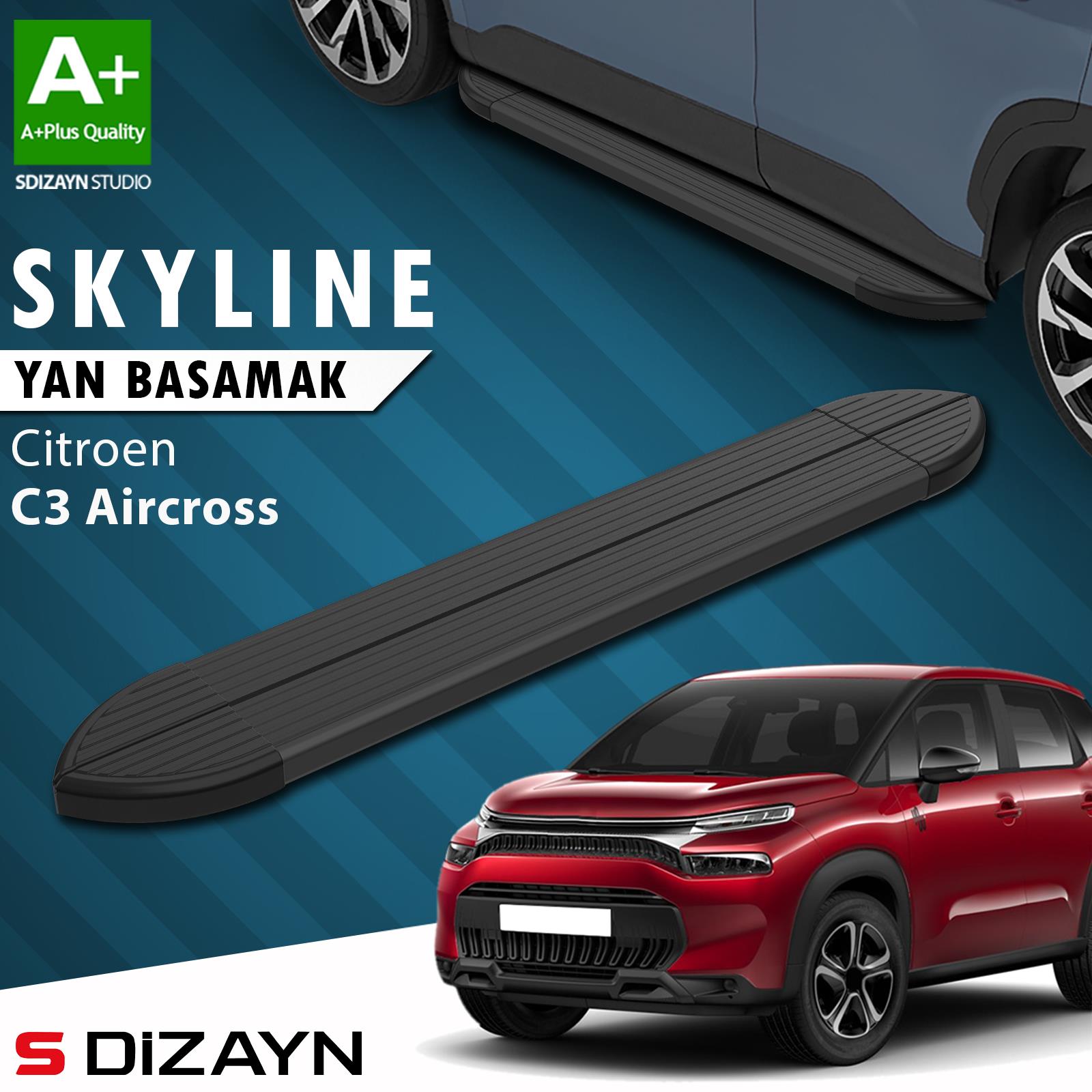 Citroen C3 Aircross Skyline Siyah Yan Basamak 183 Cm 2017-2024 A+ Kalite