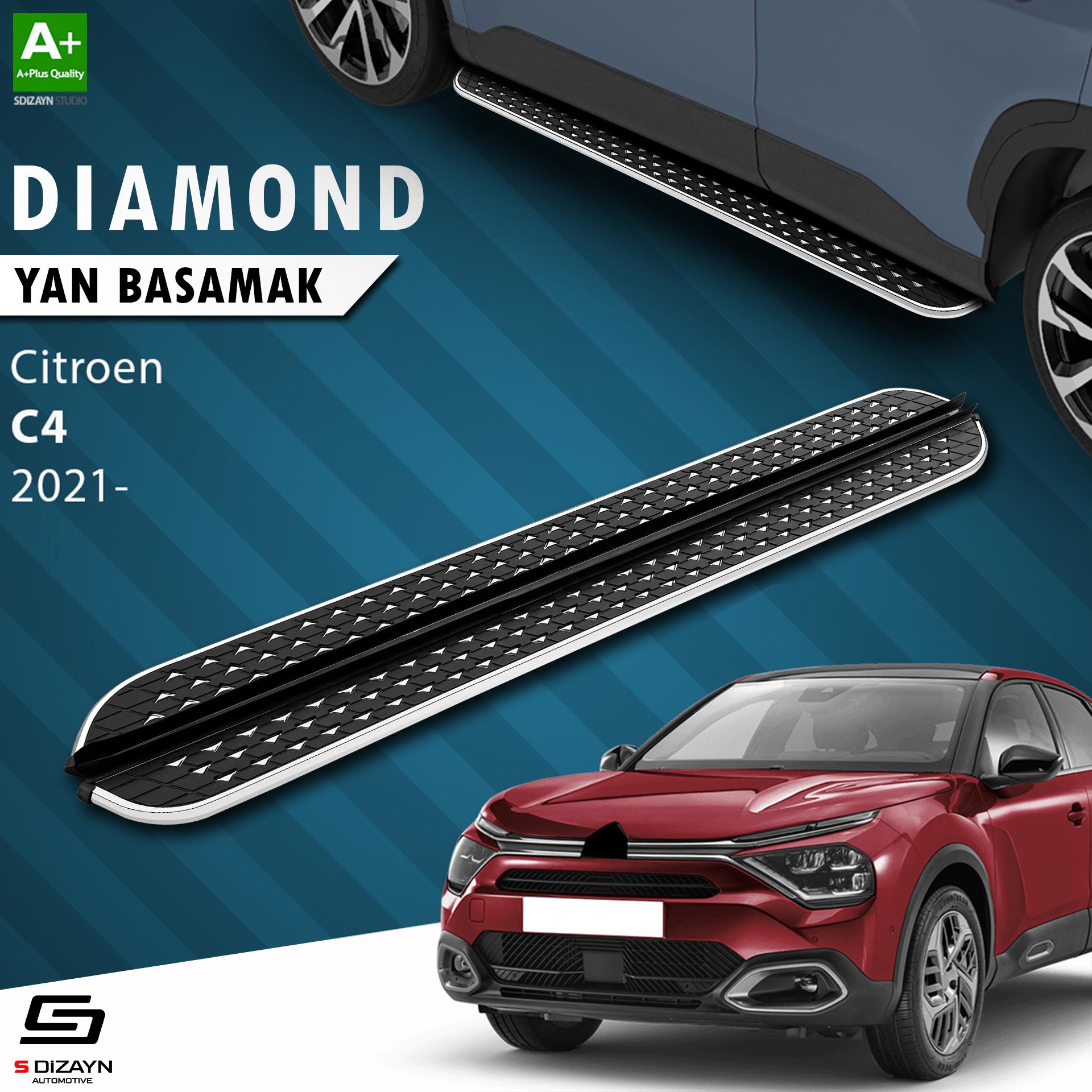 S-Dizayn Citroen C4 3 Diamond Krom Yan Basamak 183 Cm 2021 Üzeri A+ Kalite