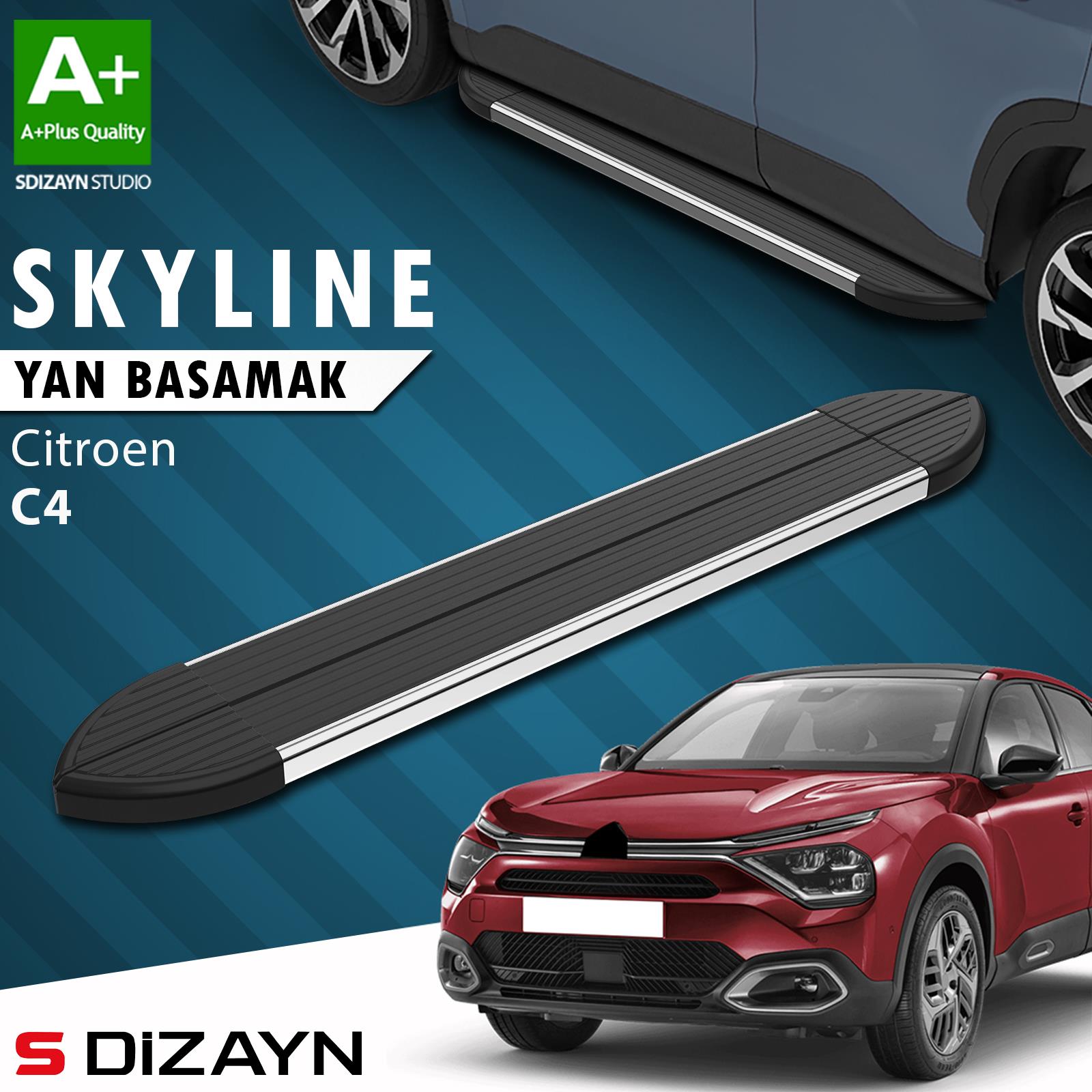 S-Dizayn Citroen C4 3 Skyline Krom Yan Basamak 183 Cm 2021 Üzeri A+ Kalite
