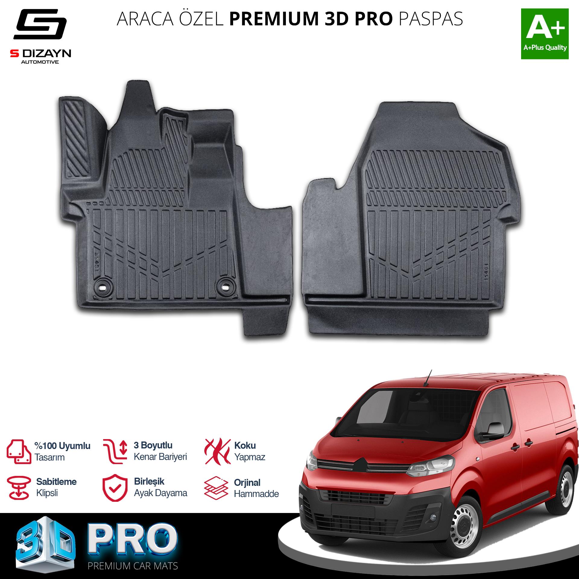 S-Dizayn Citroen Jumpy Panelvan 3D Pro Havuzlu Ön 2Li Paspas 2016 Üzeri A+ Kalite