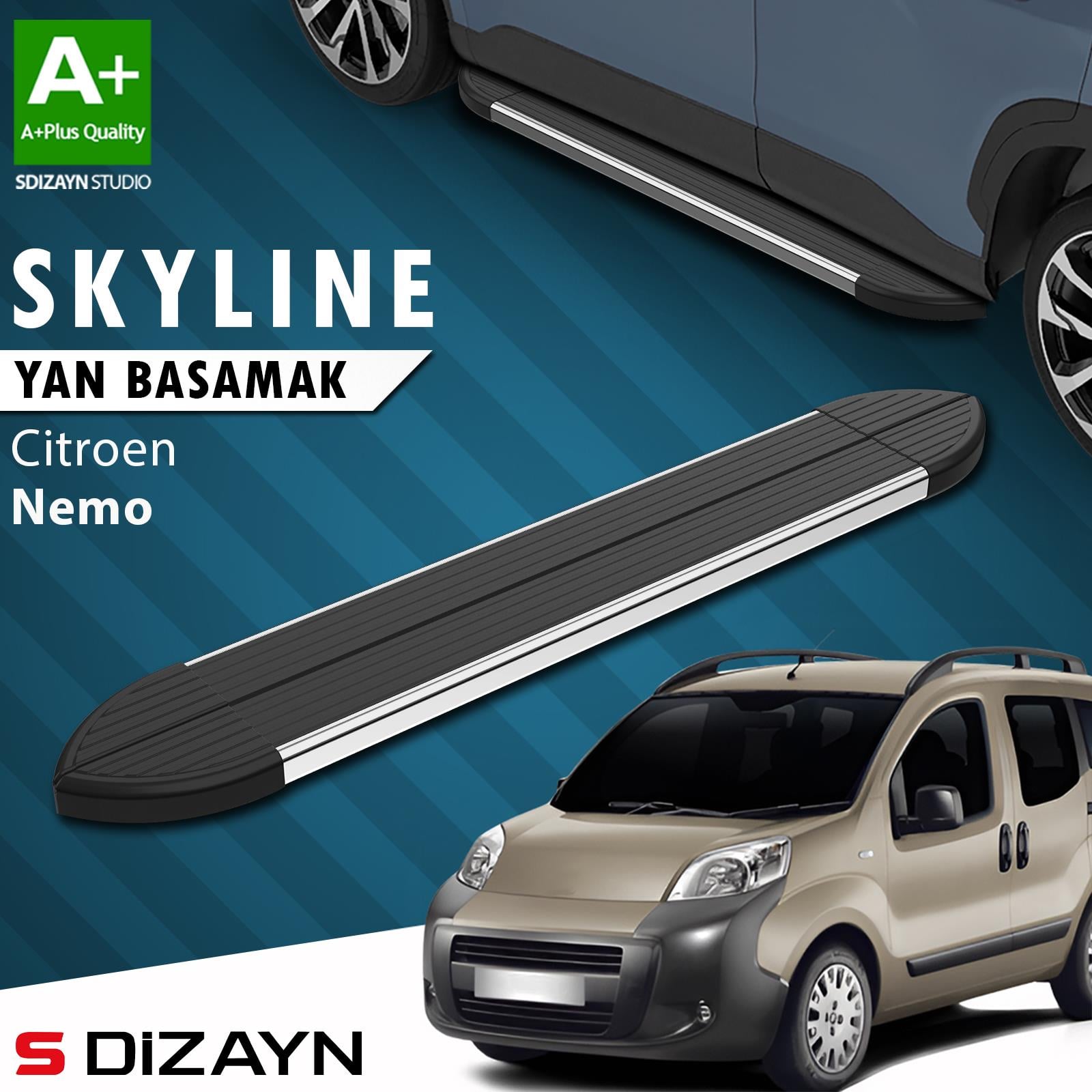 Citroen Nemo Skyline Krom Yan Basamak 173 Cm 2008-2017 A+ Kalite