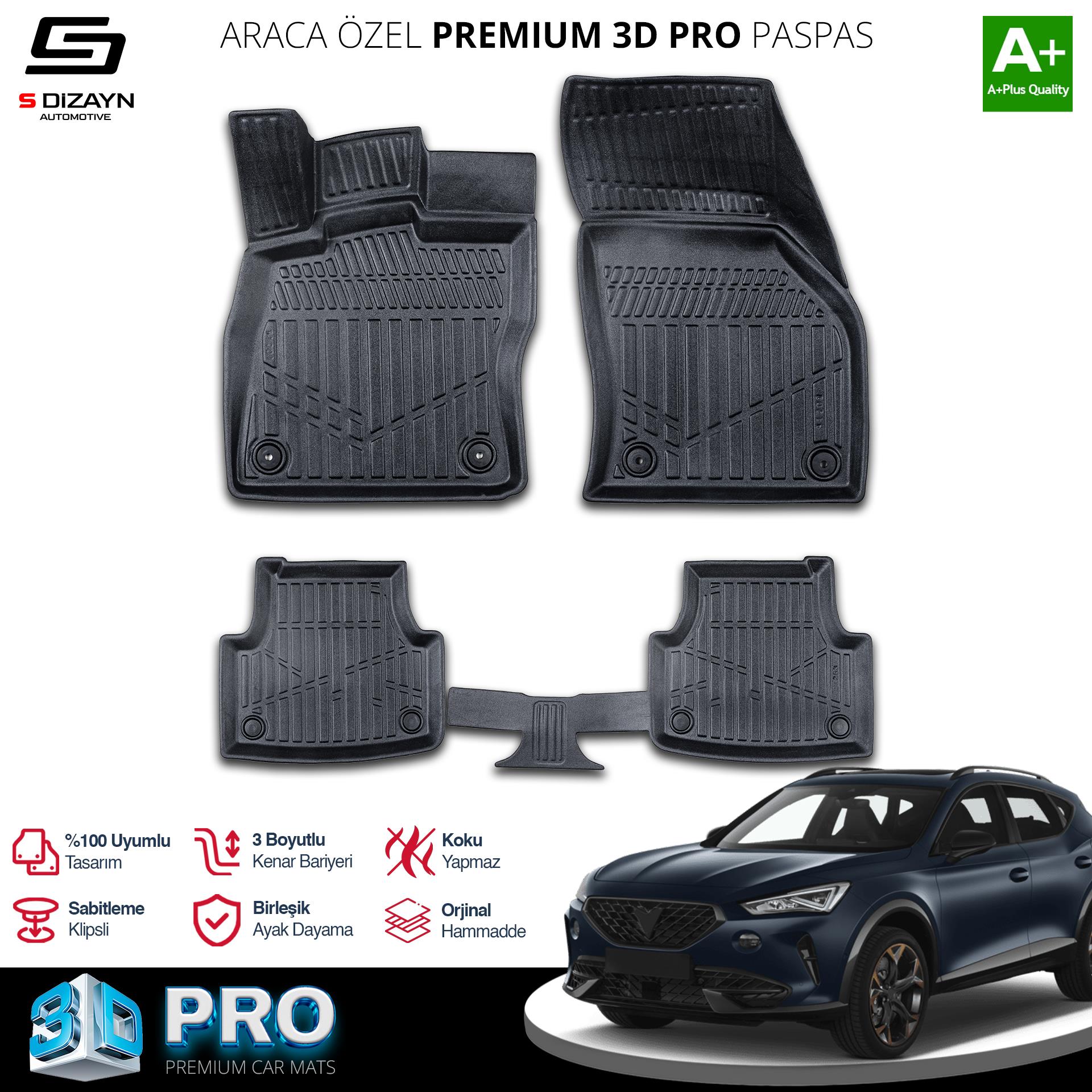S-Dizayn Cupra Formentor Hybrid 3D Pro Havuzlu Paspas 2021 Üzeri A+ Kalite