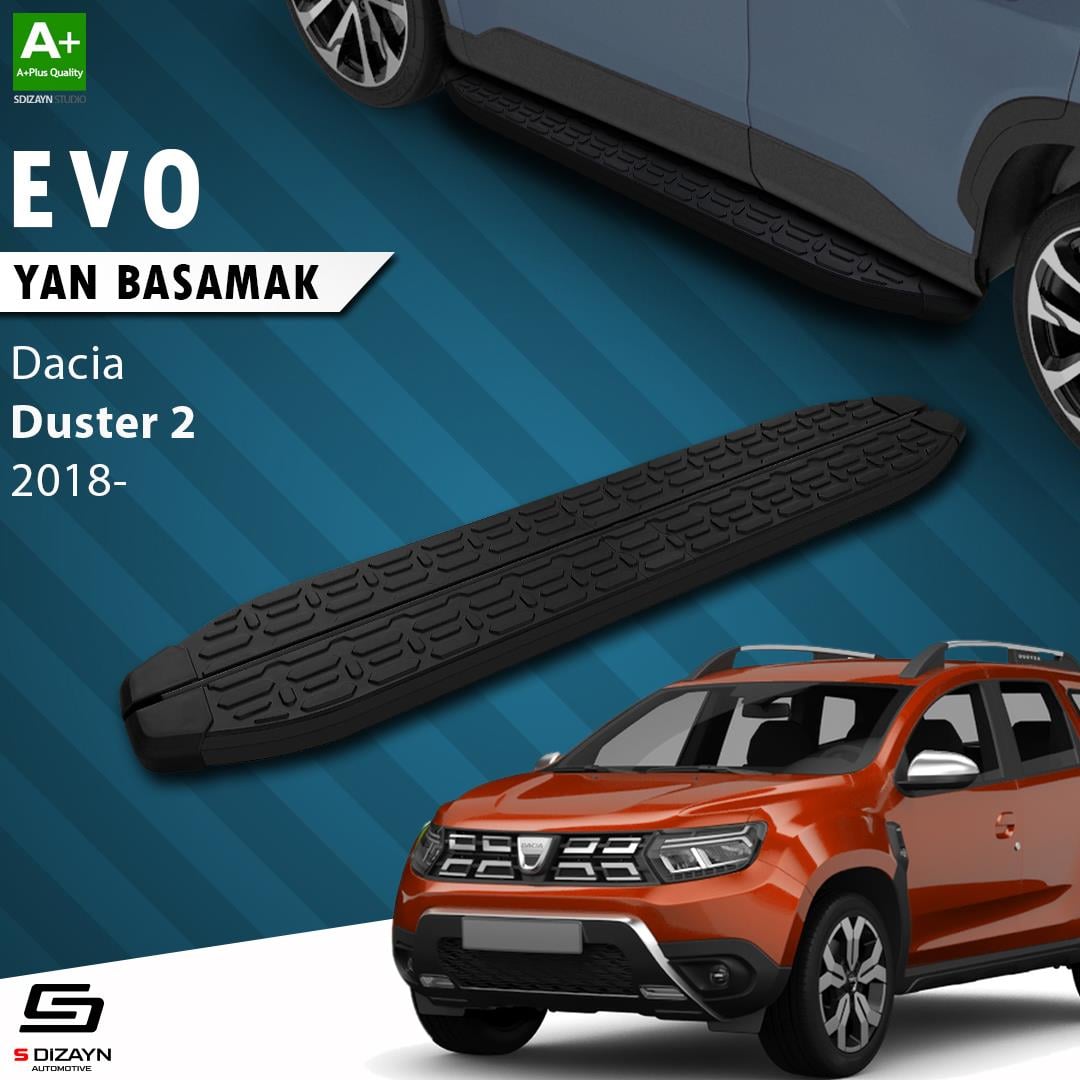 Dacia Duster 2 Evo Siyah Yan Basamak 183 Cm 2018-2023 A+ Kalite