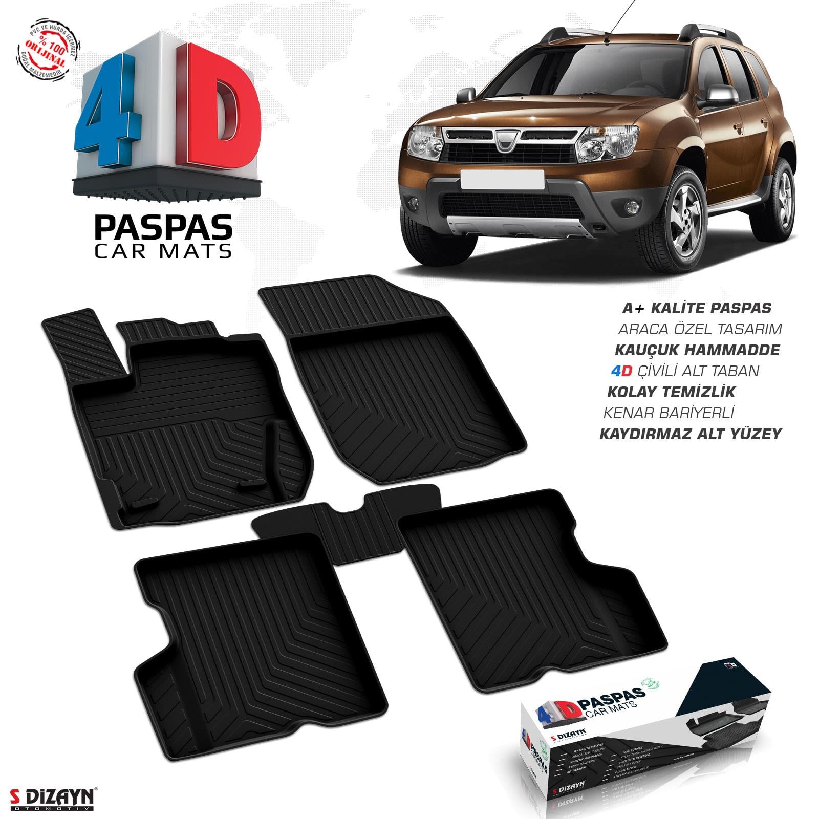 S-Dizayn Dacia Duster 4D Havuzlu Paspas 2009-2018
