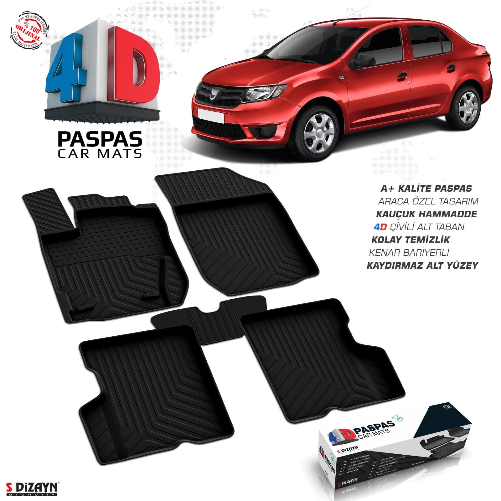 S-Dizayn Dacia Logan 2 4D Havuzlu Paspas 2013-2020 A+Kalite