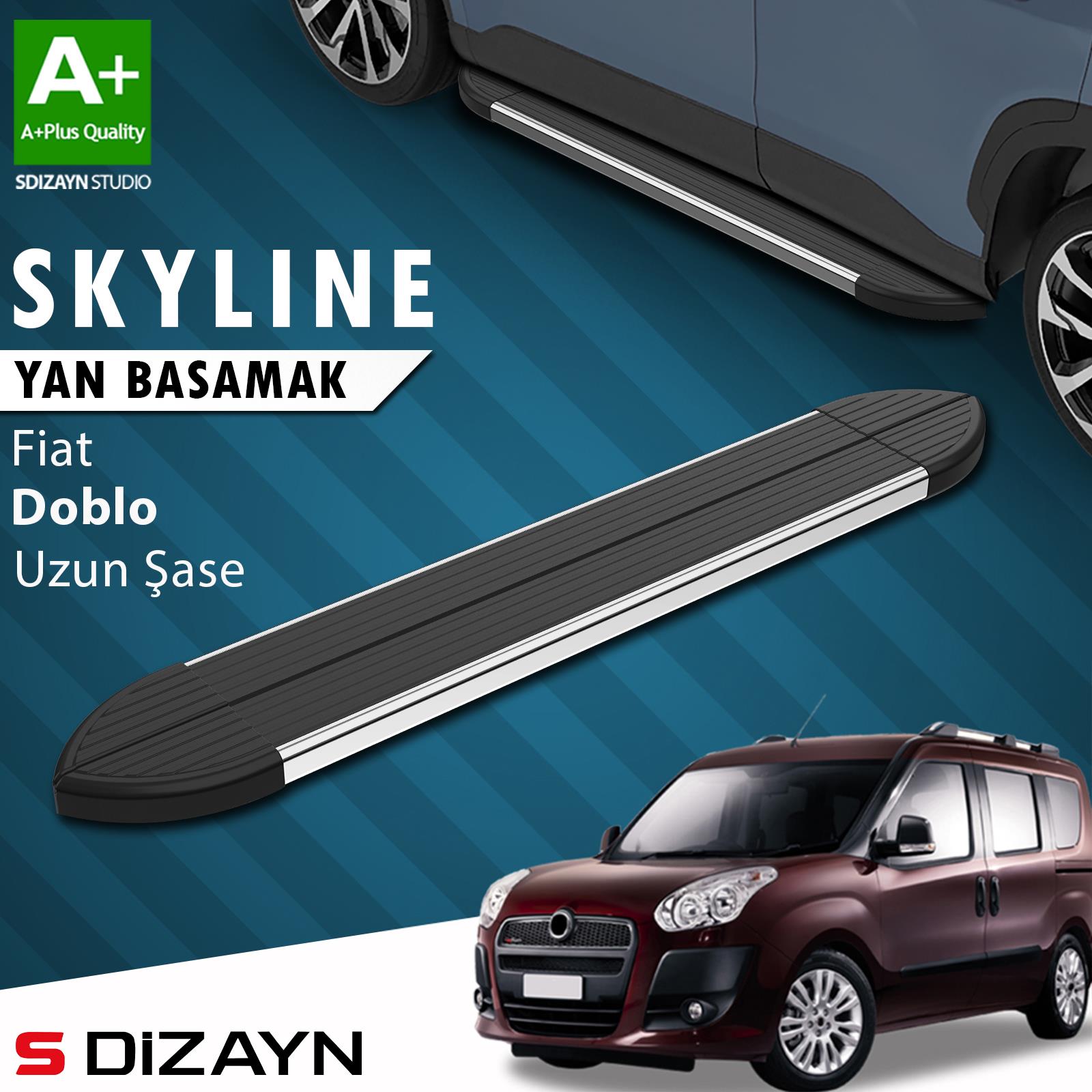 Fiat Doblo 2 Uzun Şase Skyline Krom Yan Basamak 223 Cm 2010-2023 A+ Kalite