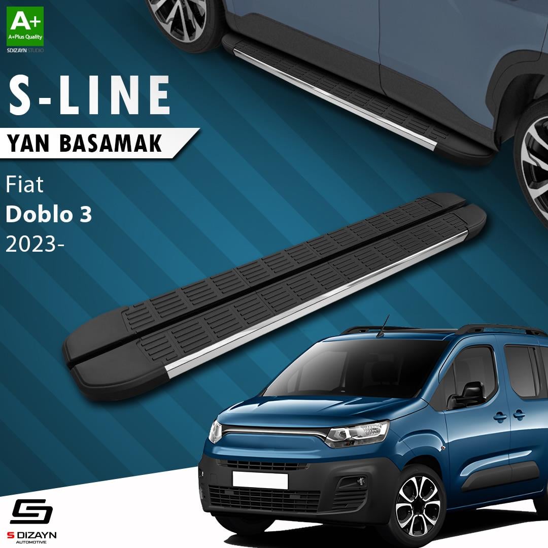 Fiat Doblo 3 Uzun Şase S-Line Krom Yan Basamak 213 Cm 2023 Üzeri A+ Kalite