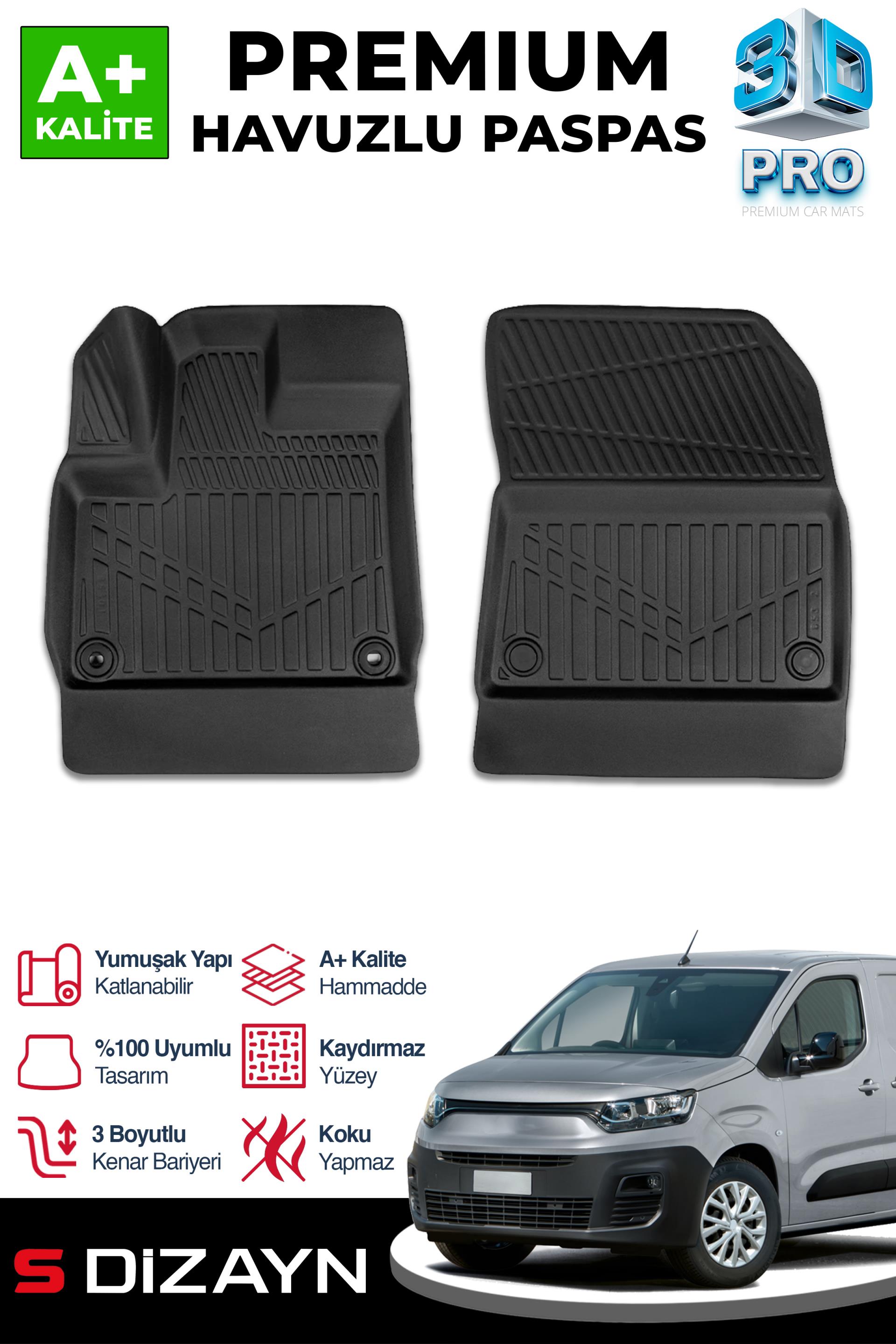 S-Dizayn Fiat Doblo Panelvan 3D Pro Havuzlu Paspas Ön 2Li 2023 Üzeri A+ Kalite