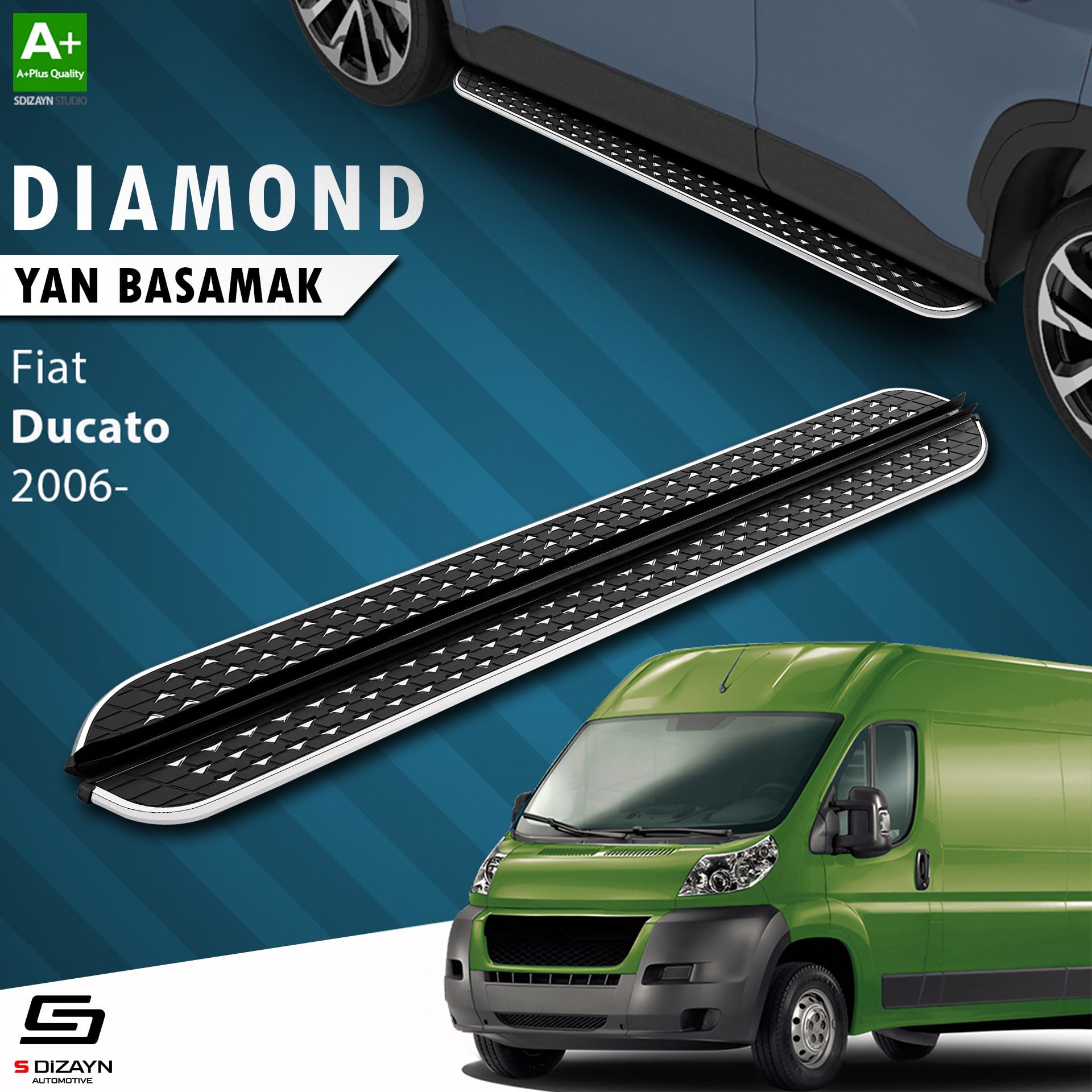 S-Dizayn Fiat Ducato 3 Kısa Şase Diamond Krom Yan Basamak 203 Cm 2006 Üzeri A+ Kalite