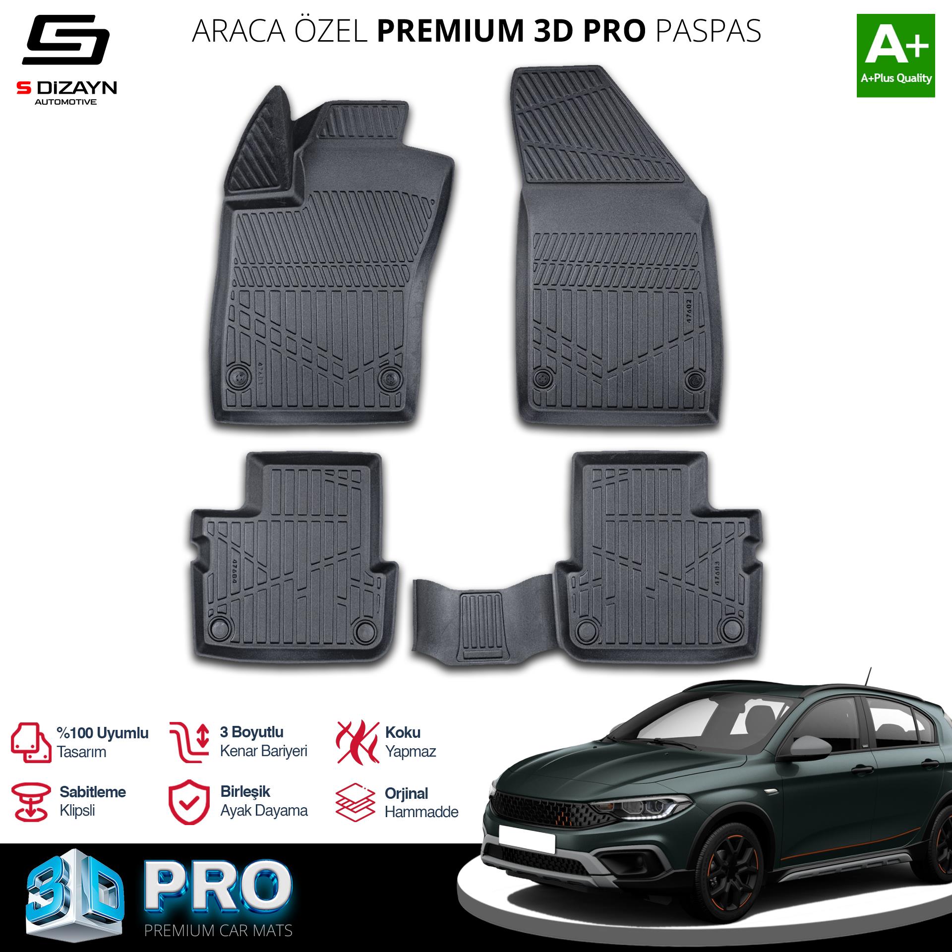 S-Dizayn Fiat Egea Hybrid 3D Pro Havuzlu Paspas 2020 Üzeri A+ Kalite