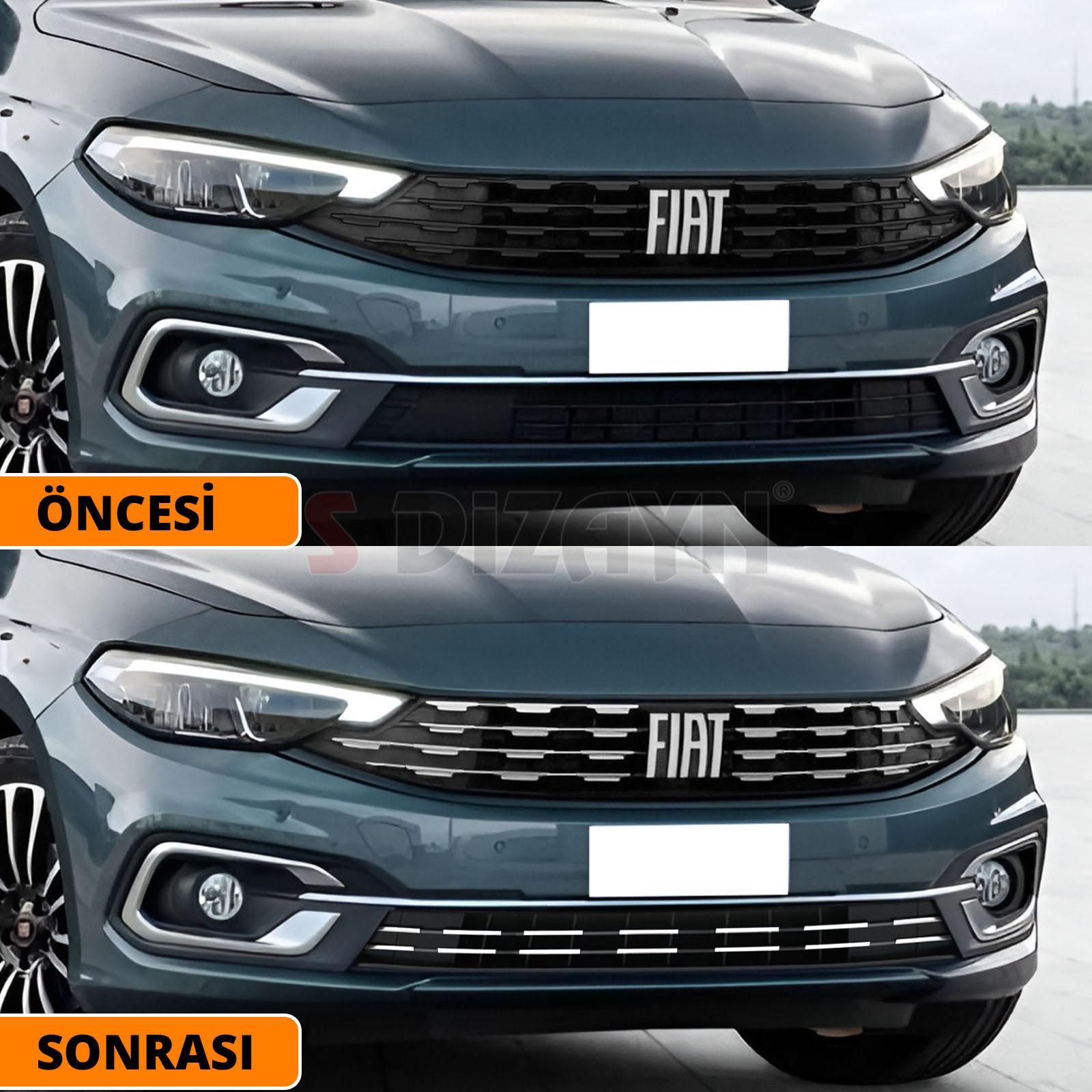 S-Dizayn Fiat Egea Krom Ön Panjur ve Tampon Çıta Seti Diamond Model 22 Prç. 2020 Üzeri (Parlak Krom)