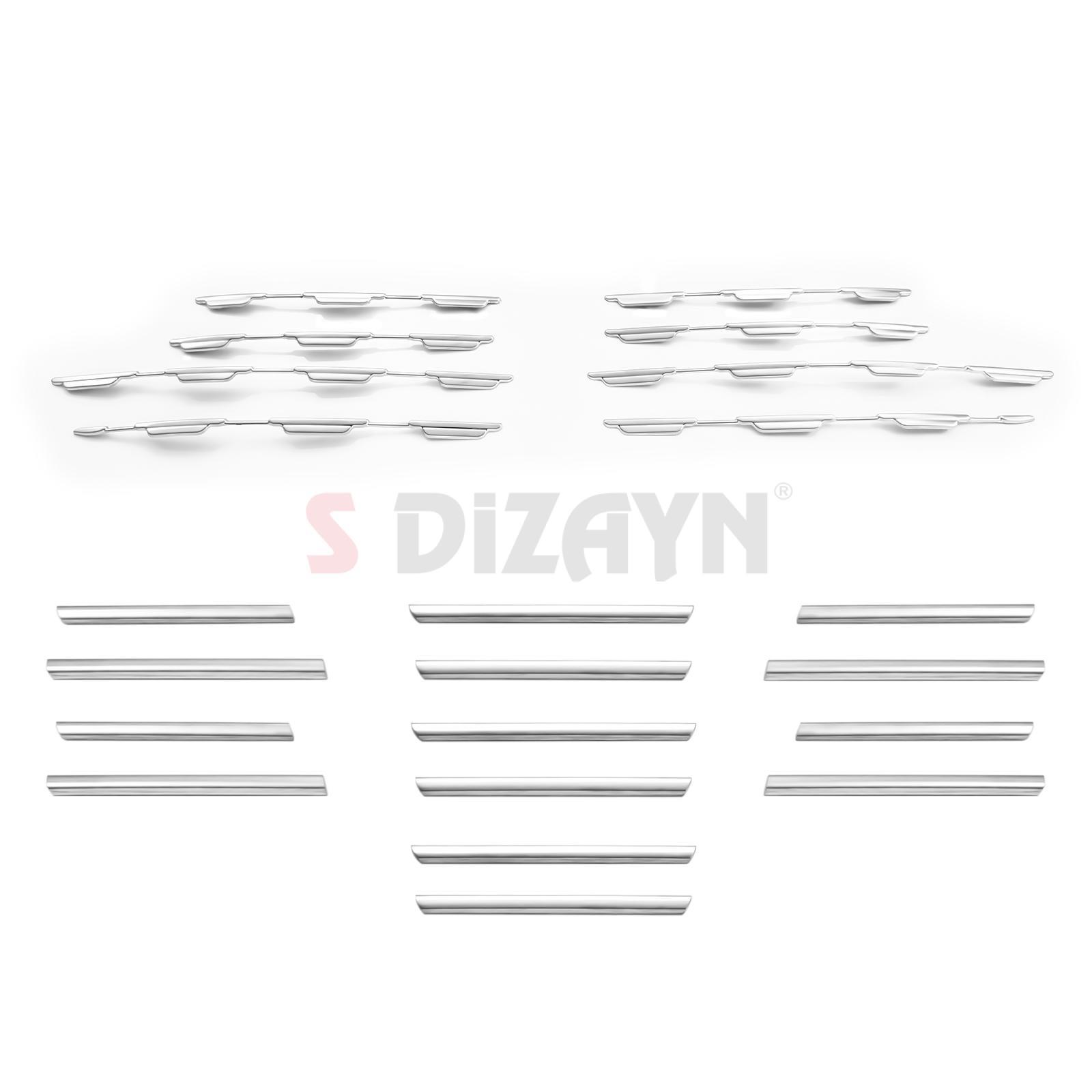 S-Dizayn Fiat Egea Krom Ön Panjur ve Tampon Çıta Seti Diamond Model 22 Prç. 2020 Üzeri (Parlak Krom)