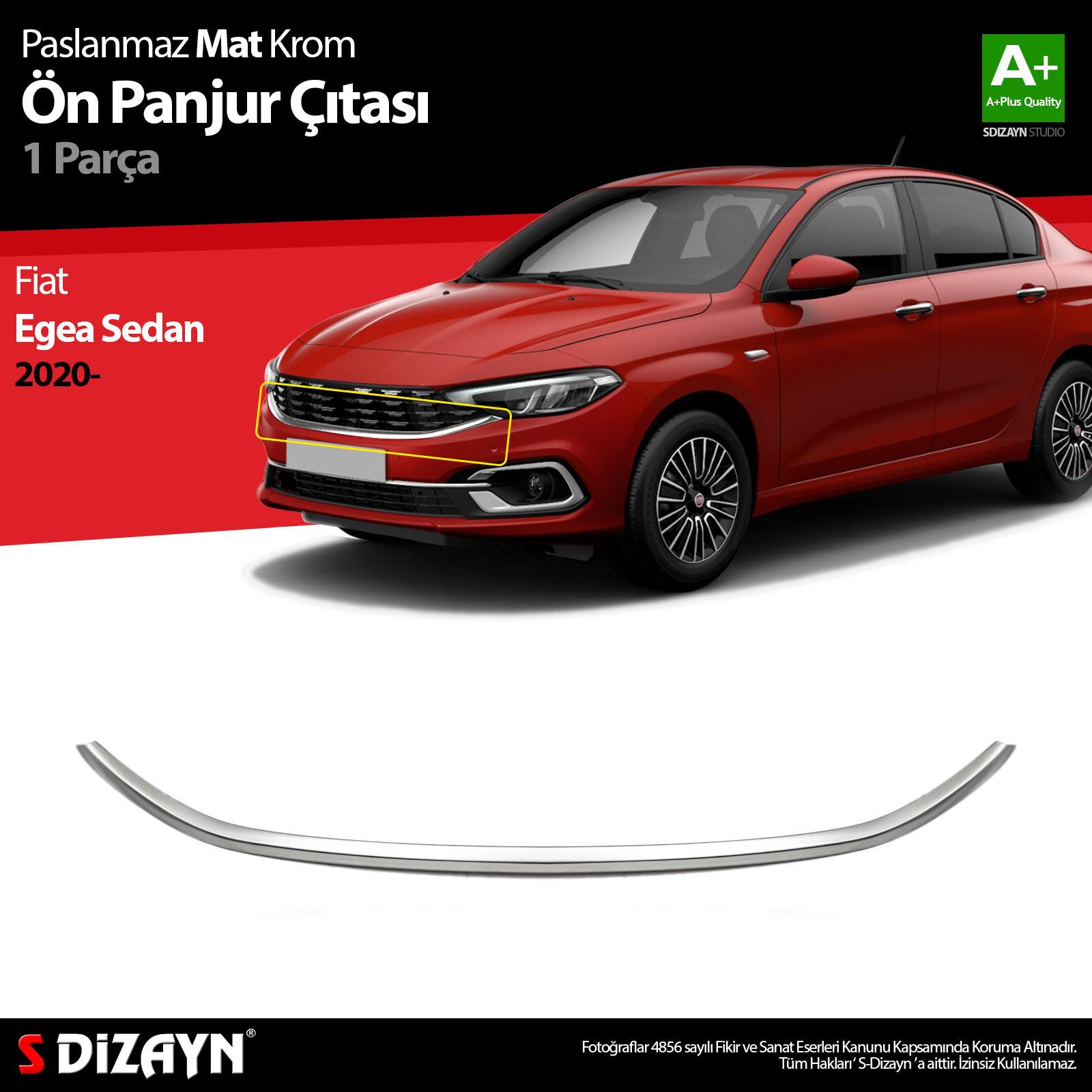 S-Dizayn Fiat Egea Sedan Krom Ön Panjur Çıtası 2020 Üzeri (Mat Krom) A+ Kalite