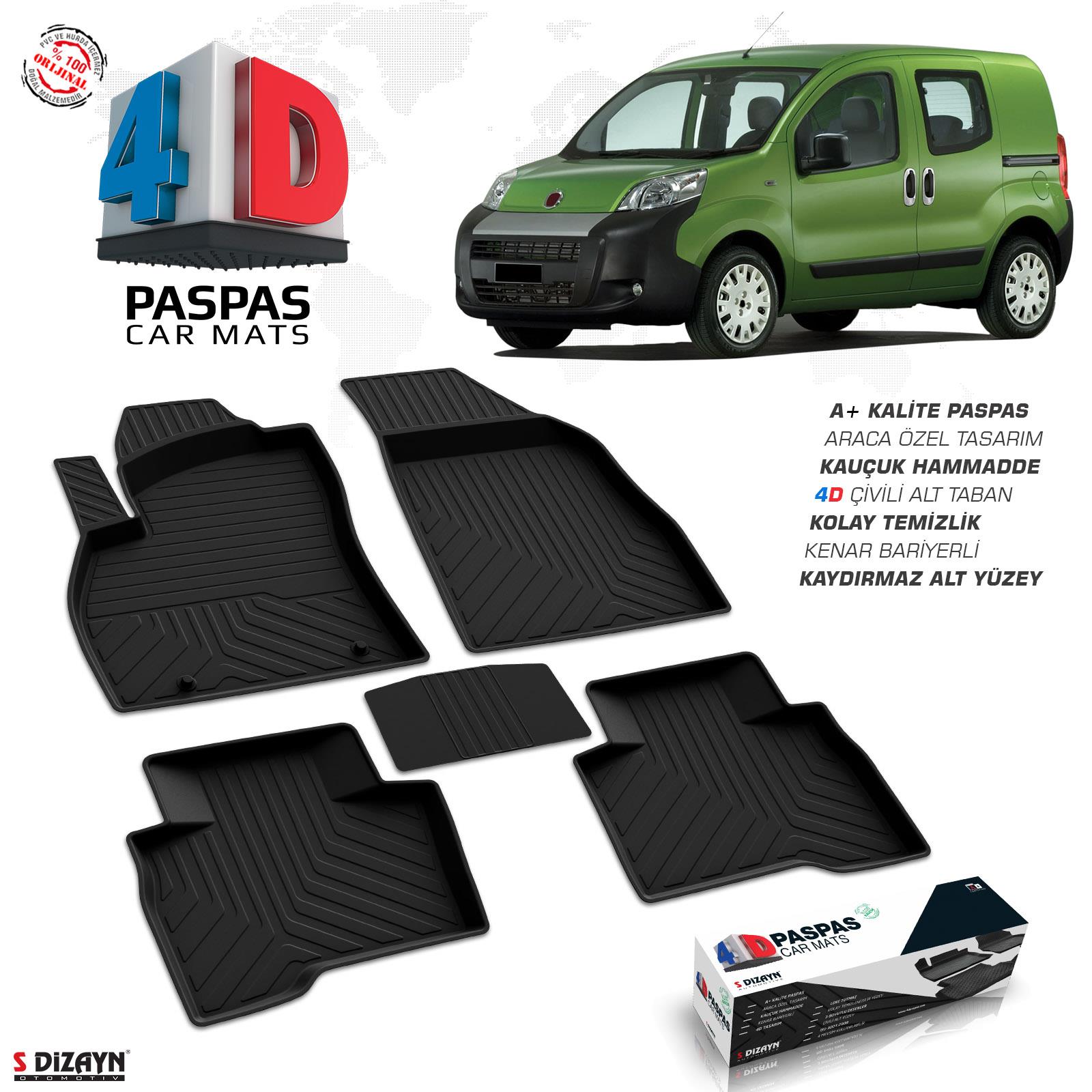 S-Dizayn Fiat Fiorino 4D Havuzlu Paspas Siyah 2008-2017 A+Kalite