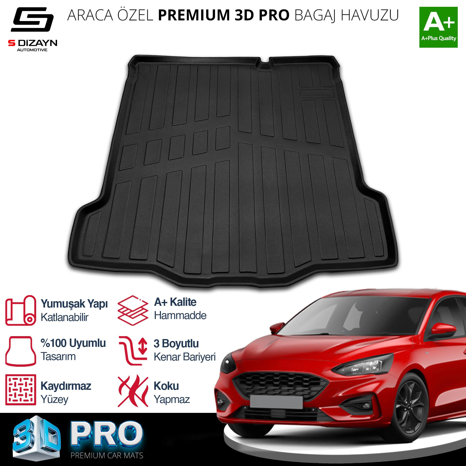 S-Dizayn Ford Focus 4 Sedan Tamir Kitli 3D Pro Bagaj Havuzu 2018 Üzeri A+ Kalite