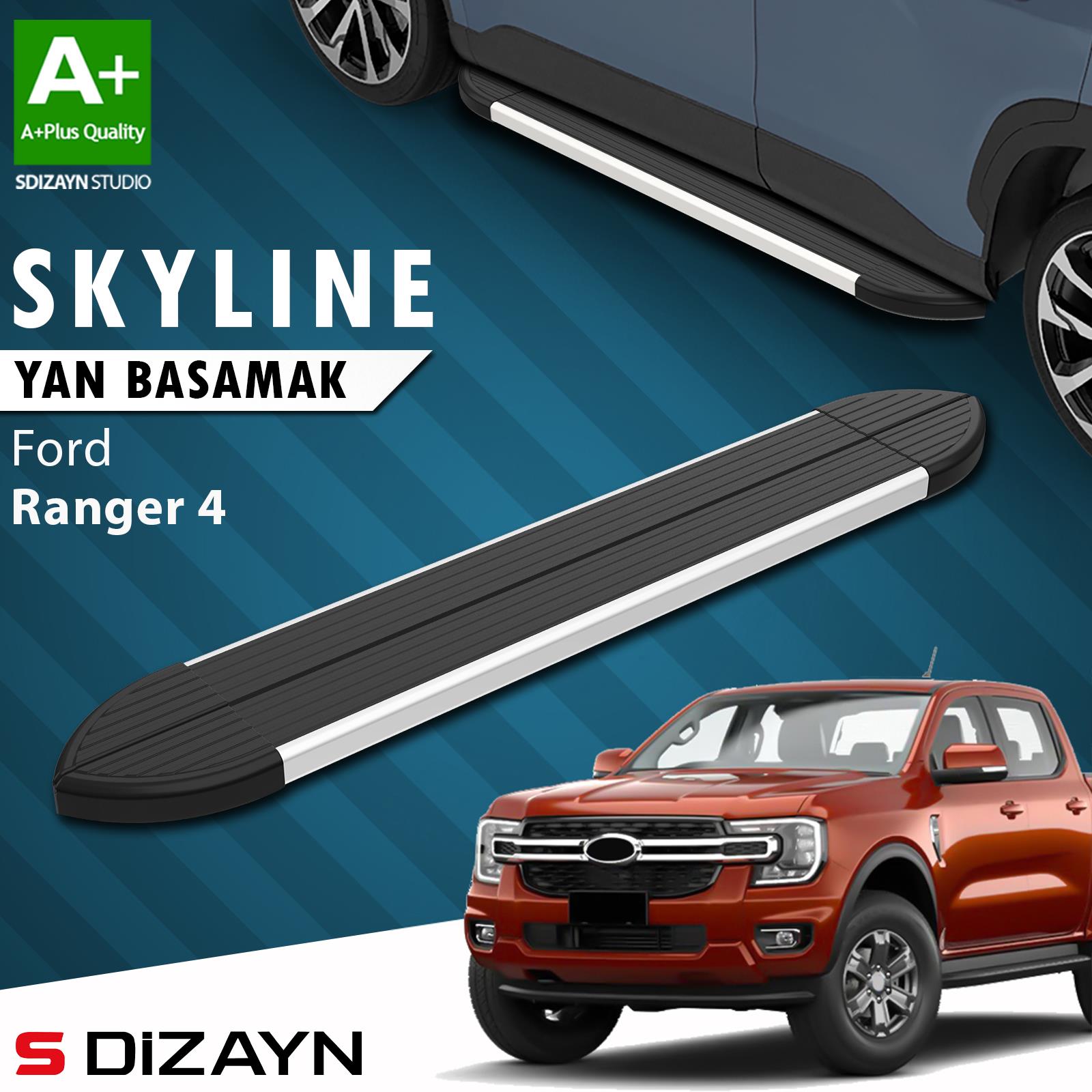 Ford Ranger 4 Skyline Aluminyum Yan Basamak 203 Cm 2023 Üzeri A+ Kalite