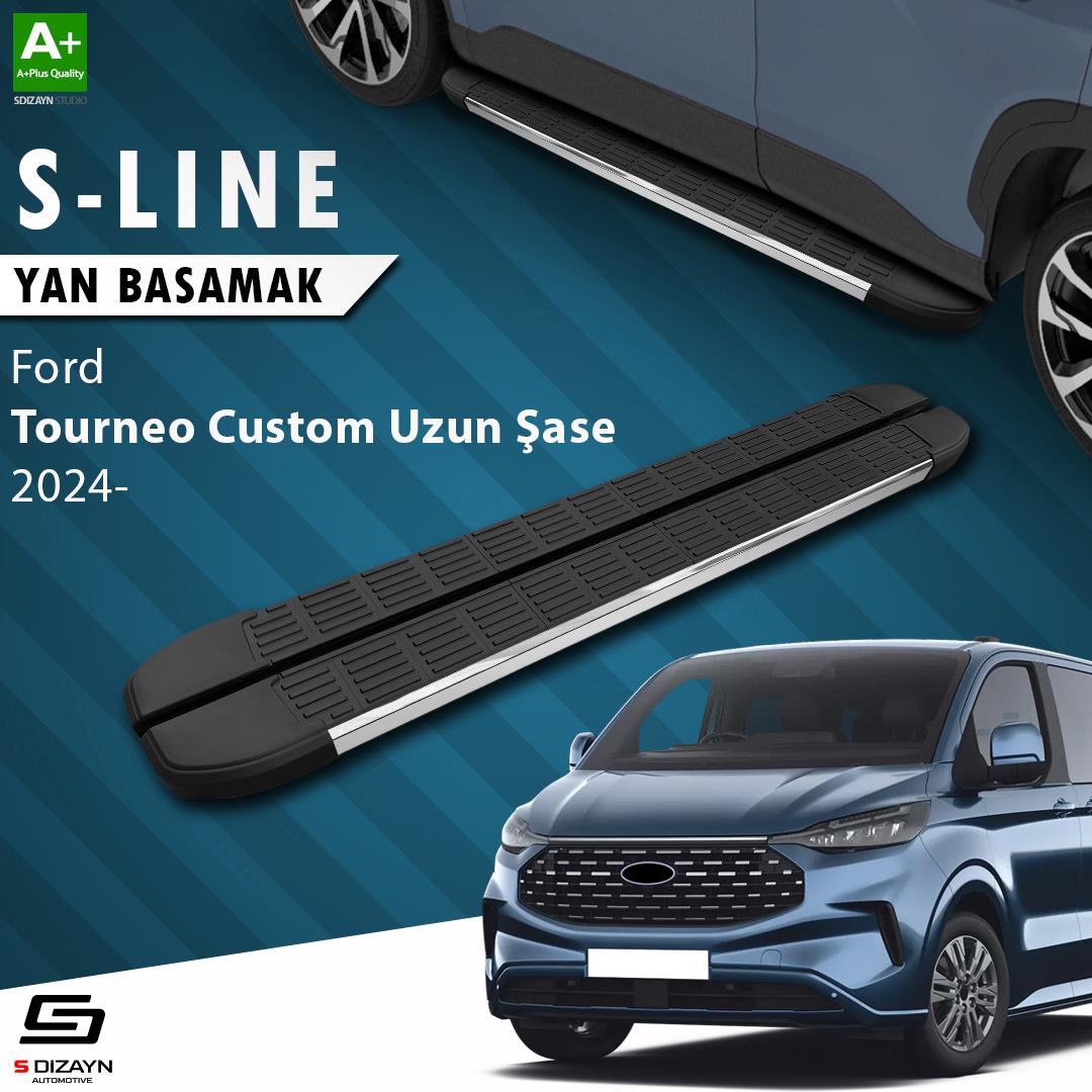 Ford Tourneo Custom 2 Uzun Şase S-Line Krom Yan Basamak 263 Cm 2023 Üzeri A+ Kalite