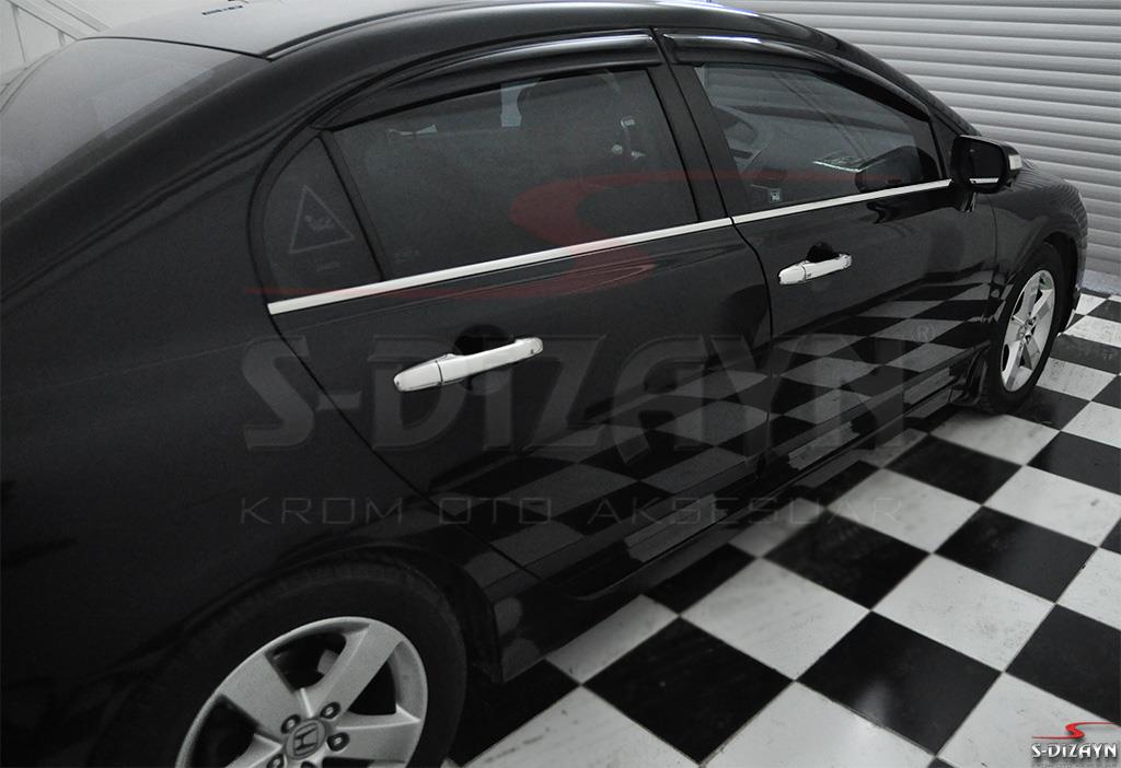 S-Dizayn Honda Civic Krom Cam Çıtası 6 Prç 2006-2012