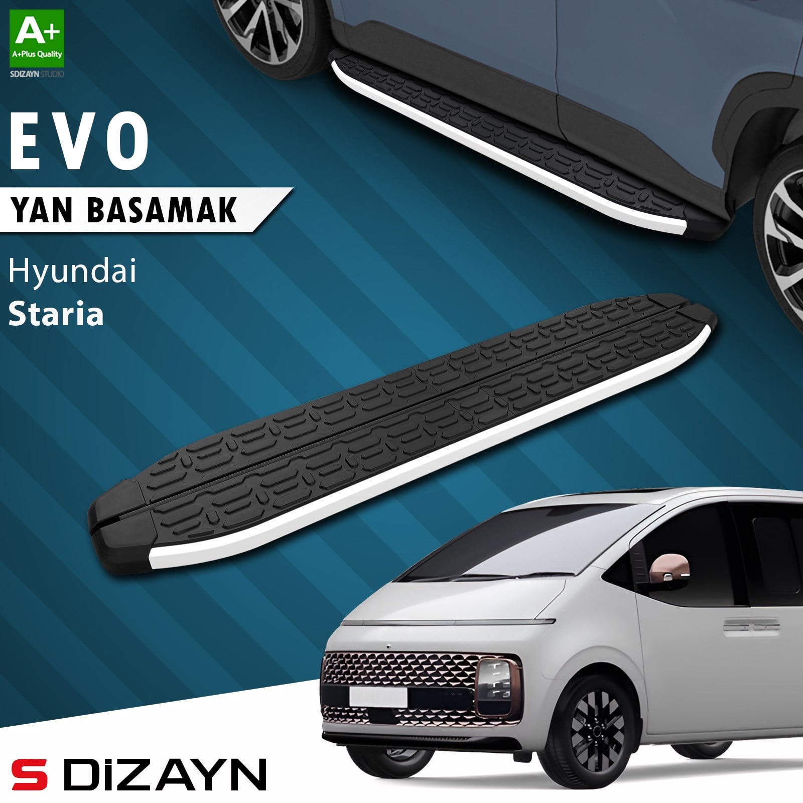 S-Dizayn Hyundai Staria Evo Aluminyum Yan Basamak 233 Cm 2021 Üzeri A+ Kalite