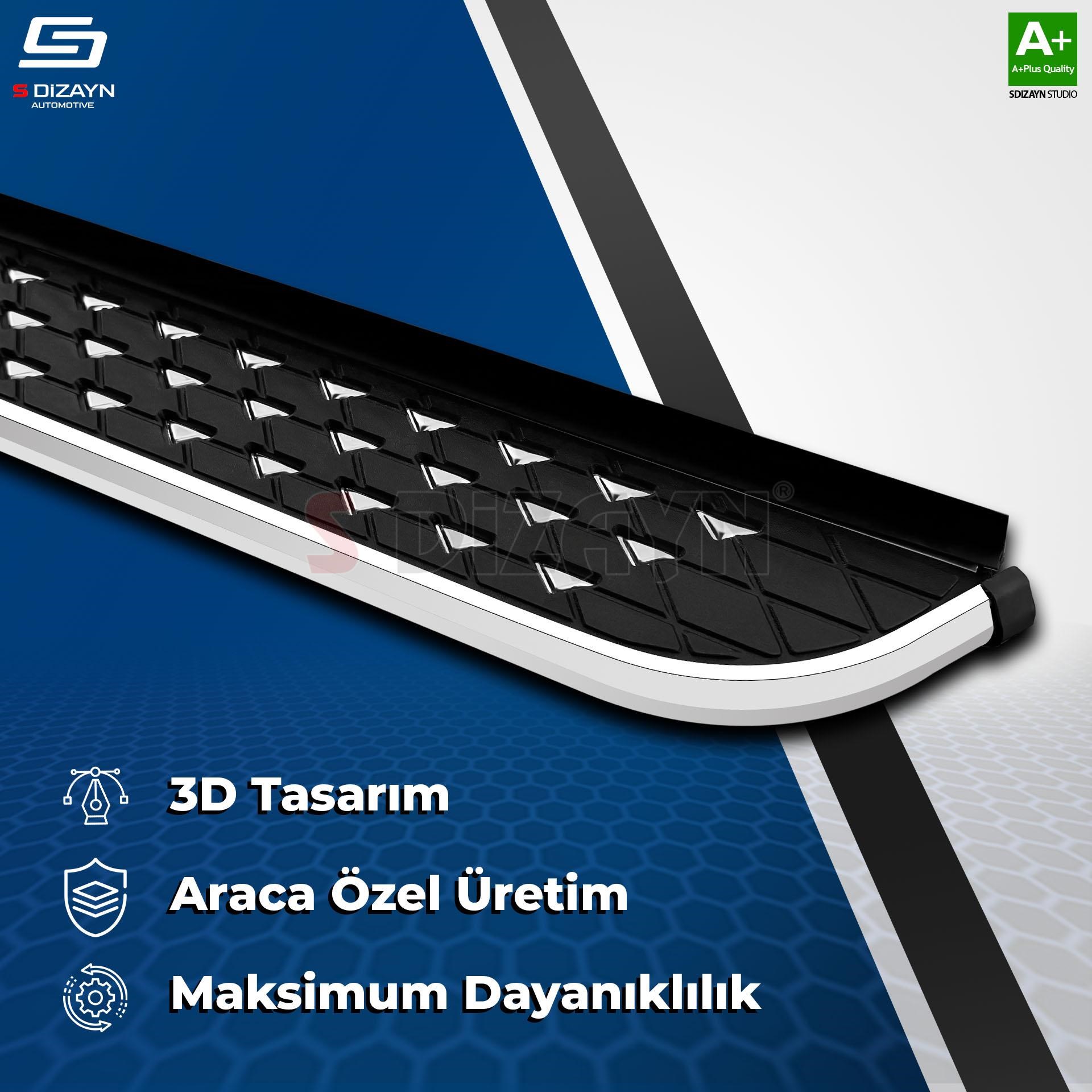 S-Dizayn Isuzu D-Max 3 Diamond Krom Yan Basamak 203 Cm 2019 Üzeri A+ Kalite