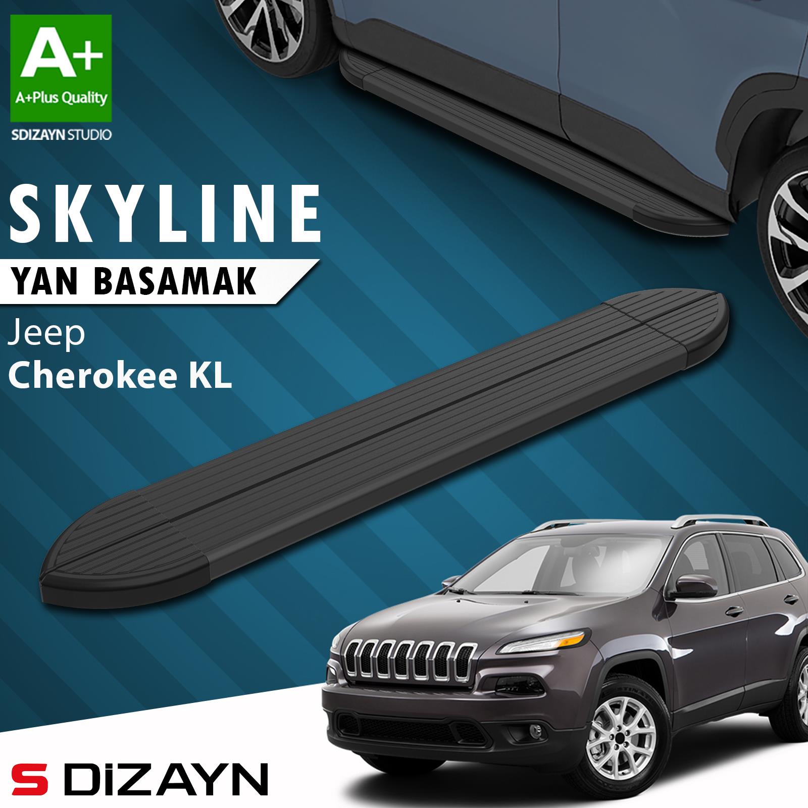 Jeep Cherokee KL Skyline Siyah Yan Basamak 173 Cm 2013-2023 A+ Kalite