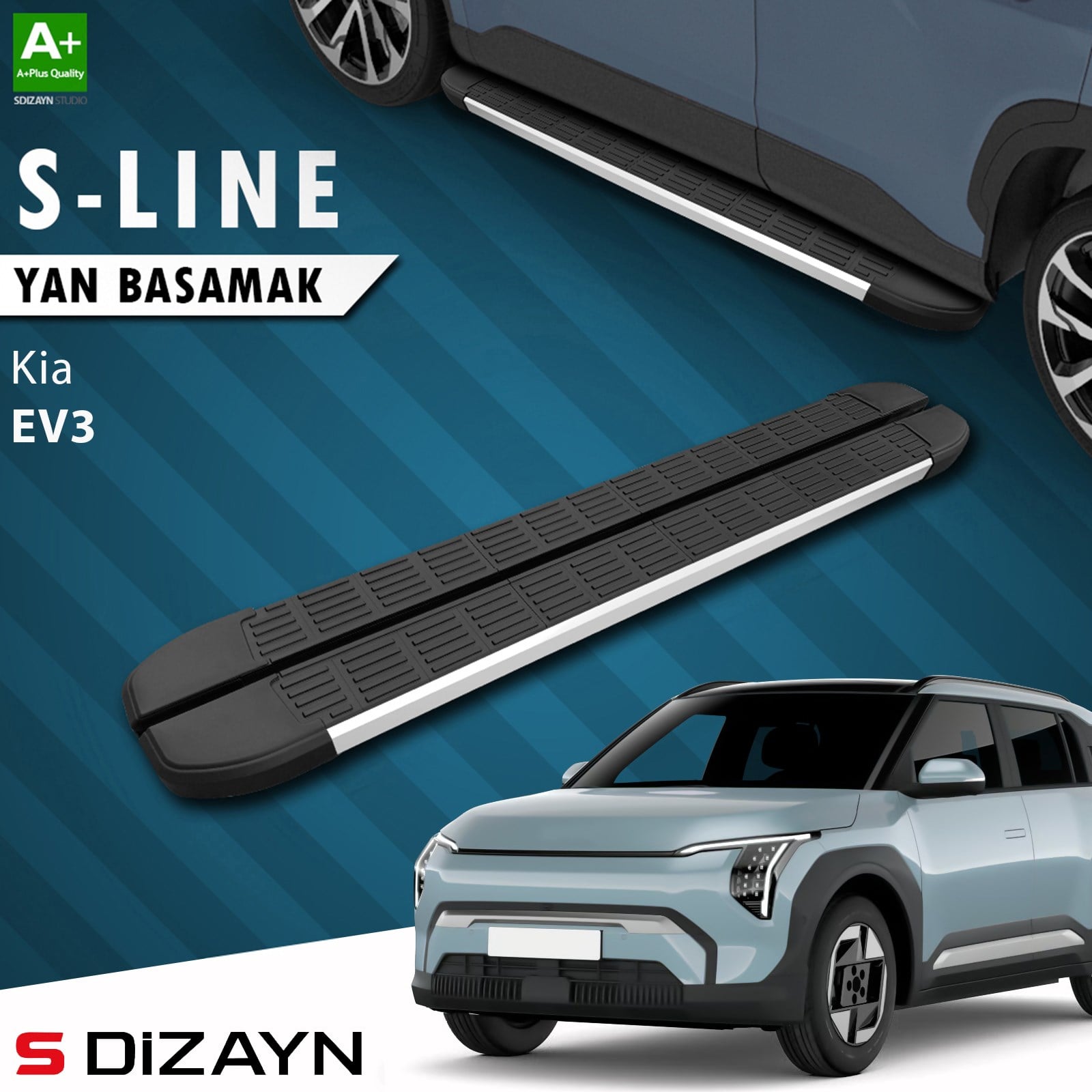S-Dizayn Kia EV3 S-Line Aluminyum Yan Basamak 183 Cm 2025 Üzeri A+ Kalite