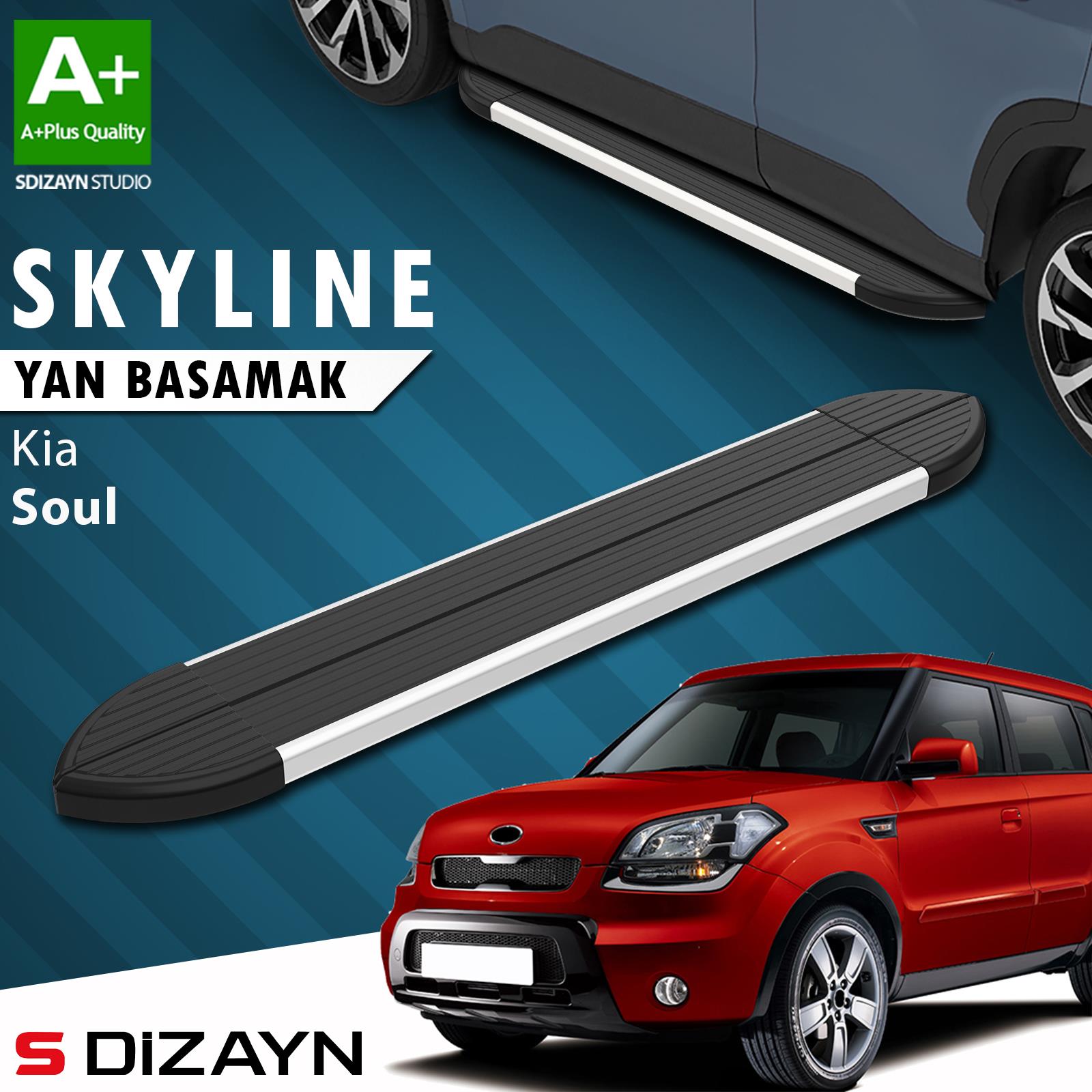 Kia Soul Skyline Aluminyum Yan Basamak 173 Cm 2009-2014 A+ Kalite
