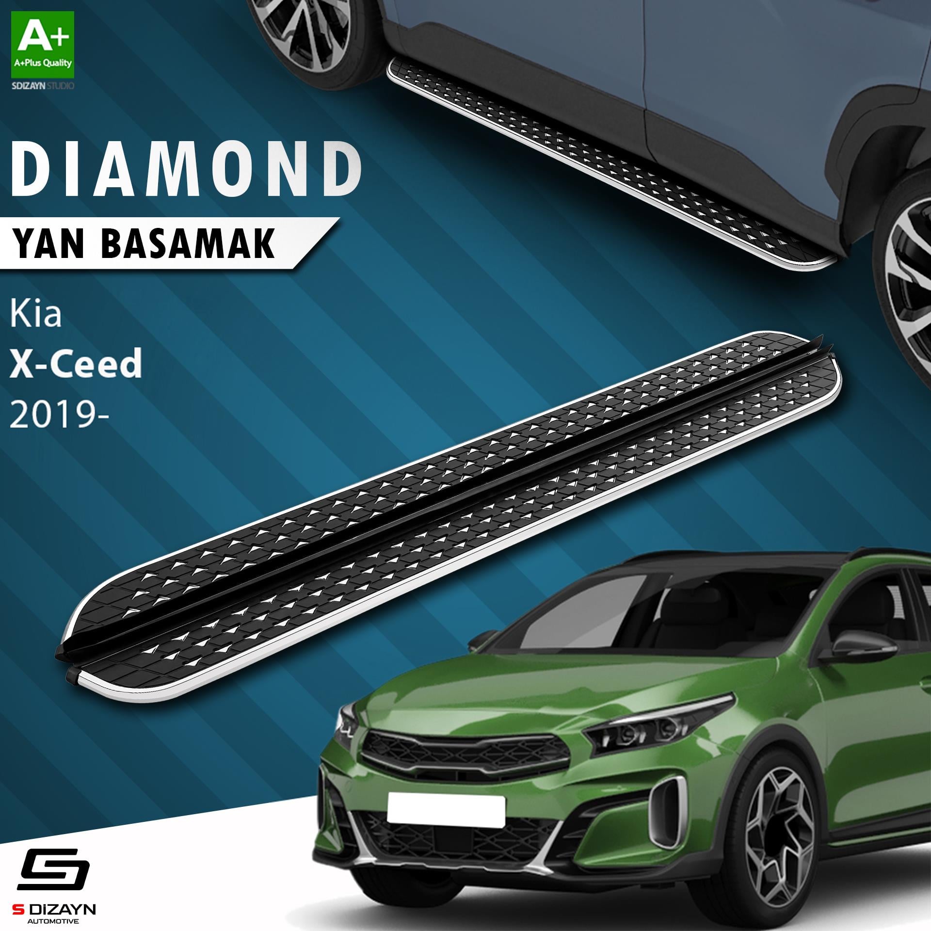 S-Dizayn Kia XCeed Diamond Krom Yan Basamak 183 Cm 2019 Üzeri A+ Kalite