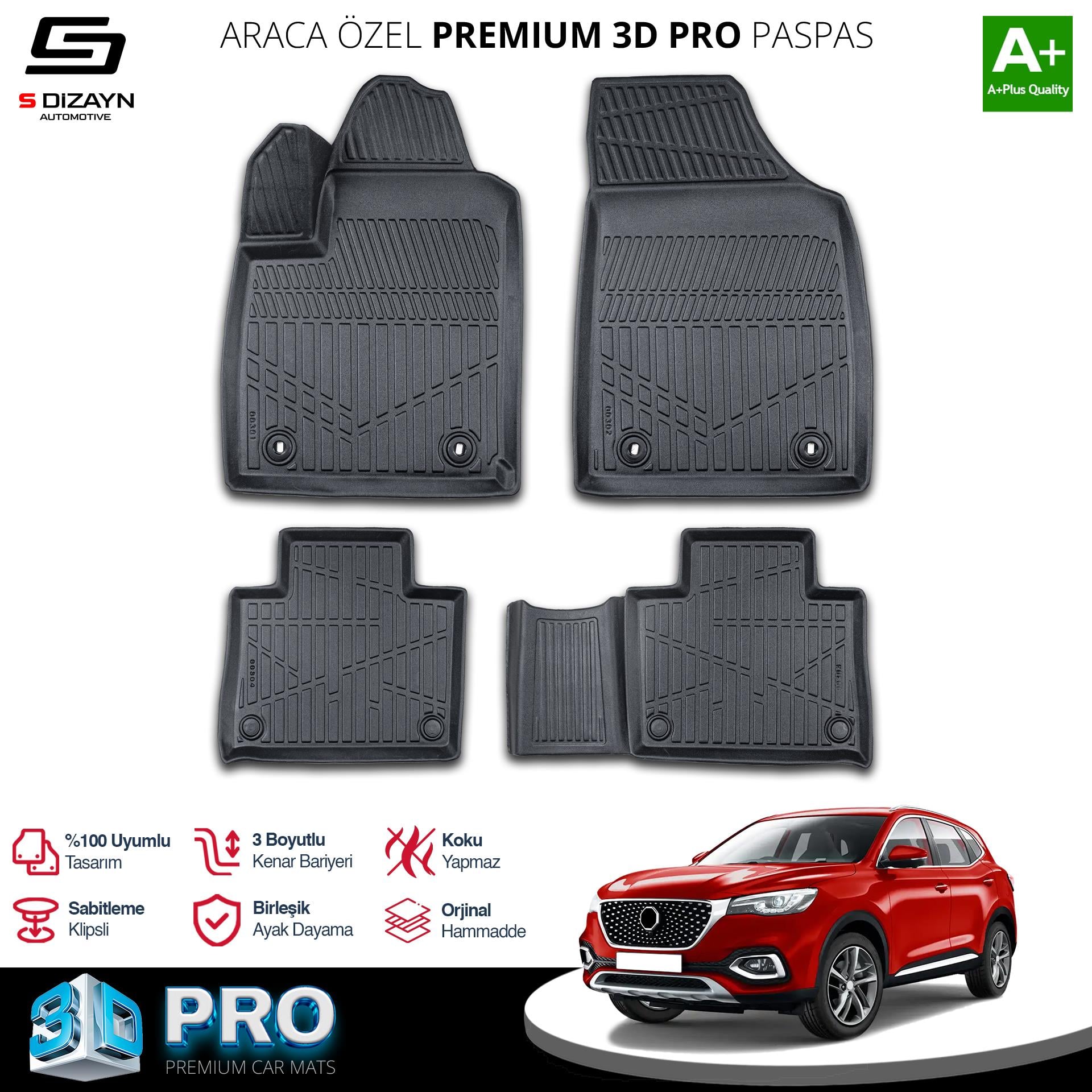S-Dizayn MG EHS Elektrikli 3D Pro Havuzlu Paspas 2018-2024 A+ Kalite