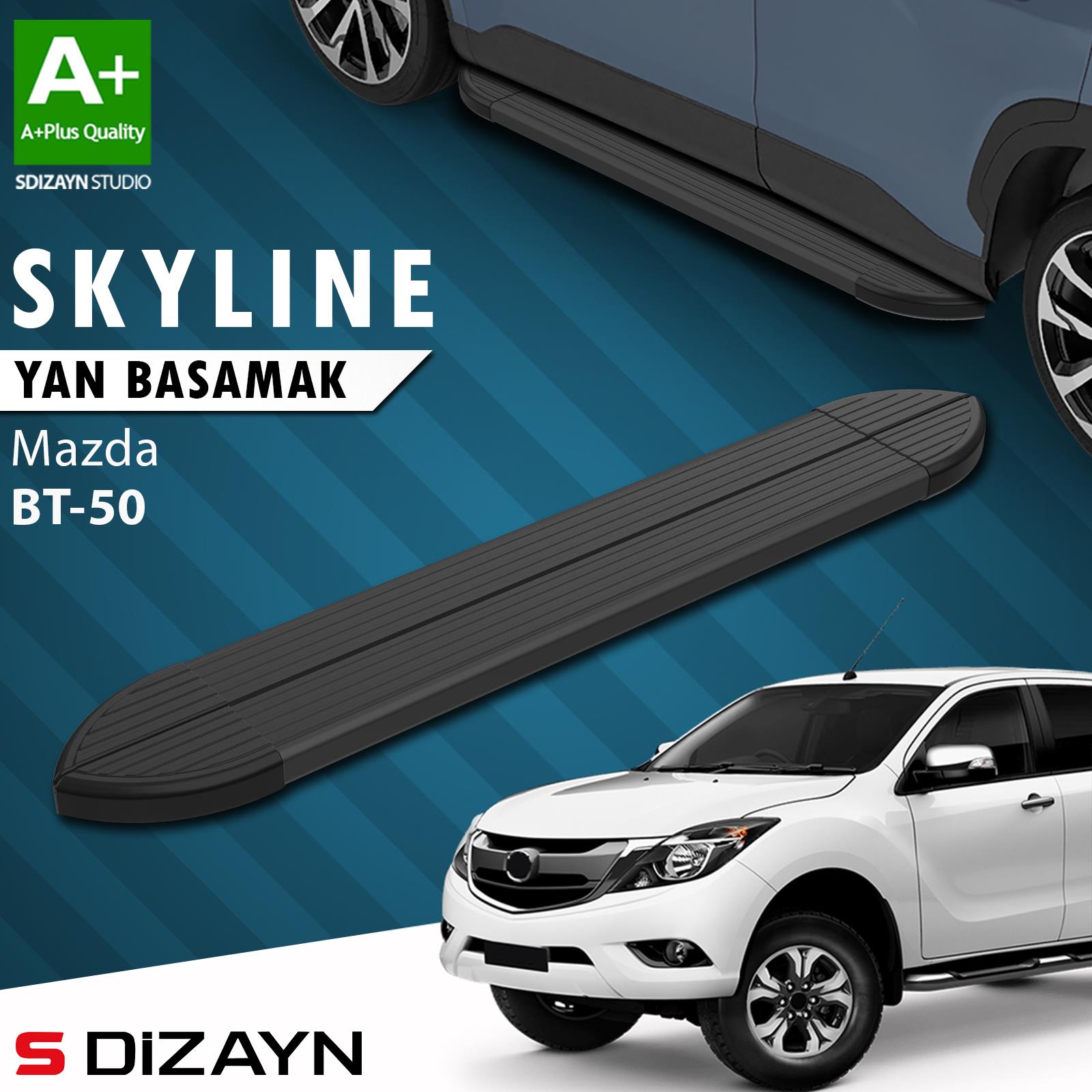 Mazda BT-50 Pick-Up Skyline Siyah Yan Basamak 193 Cm 2006-2012 A+ Kalite