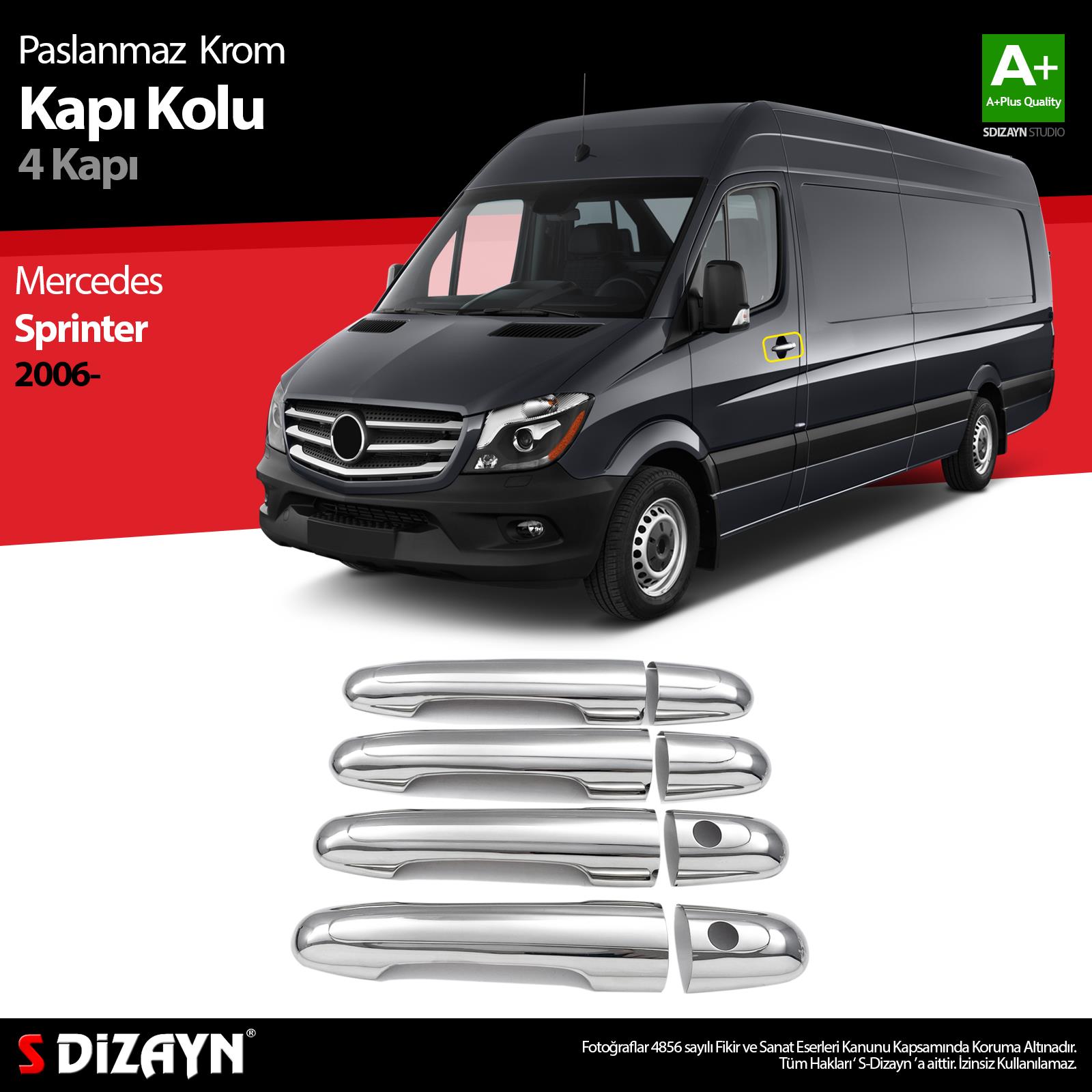 S-Dizayn Mercedes Sprinter W906 Krom Kapı Kolu 4 Kapı 2006-2013