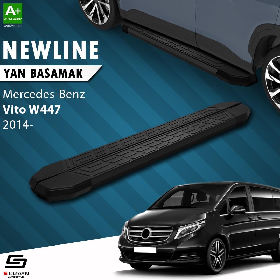 Mercedes Vito W447 Uzun Şase NewLine Siyah Yan Basamak 253 Cm 2014 Üzeri A+ Kalite