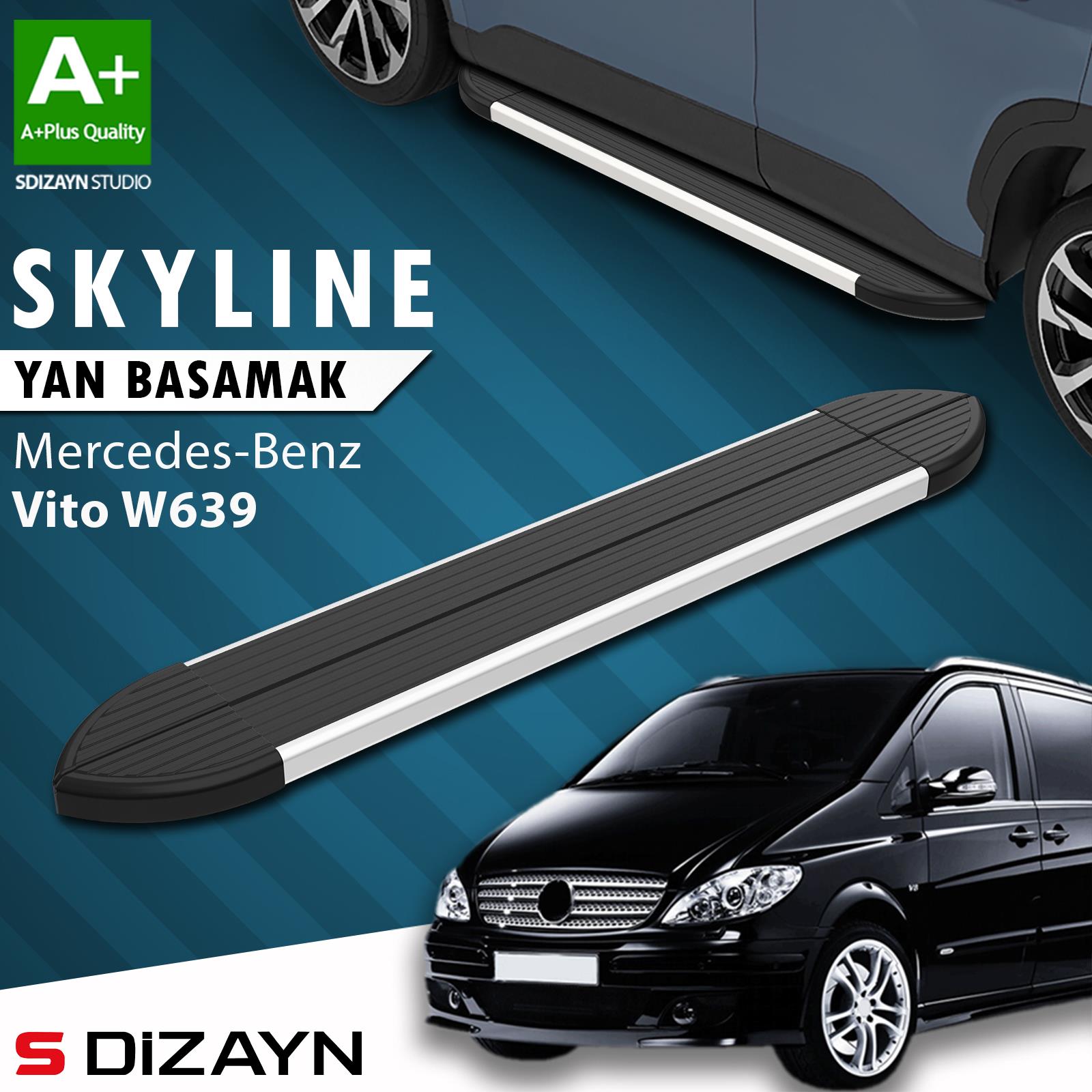 Mercedes Vito W639 Kısa Şase Skyline Aluminyum Yan Basamak 233 Cm 2004-2014 A+ Kalite