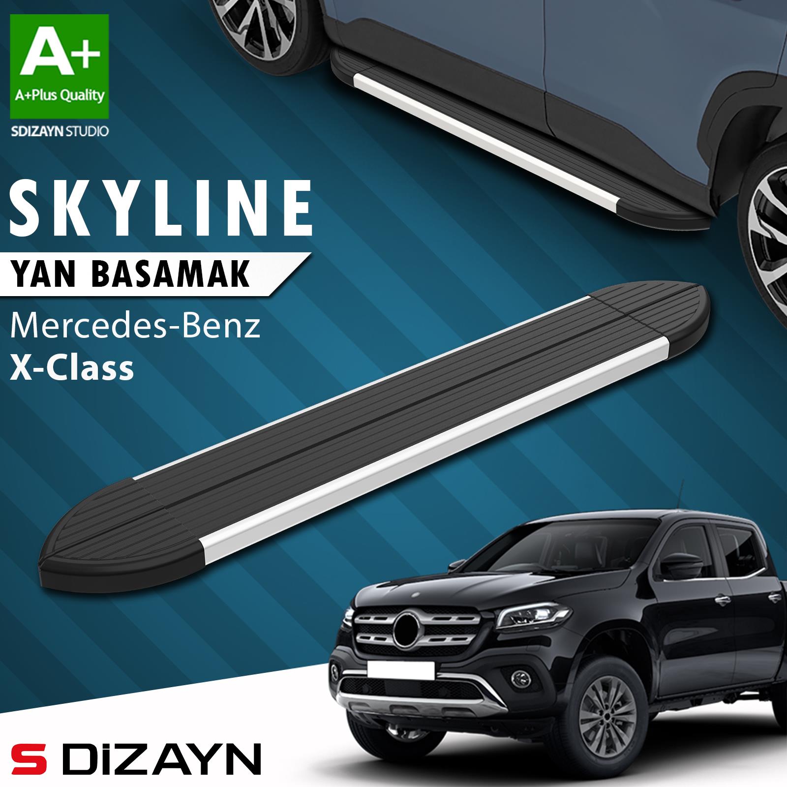 Mercedes X-Class Skyline Aluminyum Yan Basamak 203 Cm 2018-2020 A+ Kalite