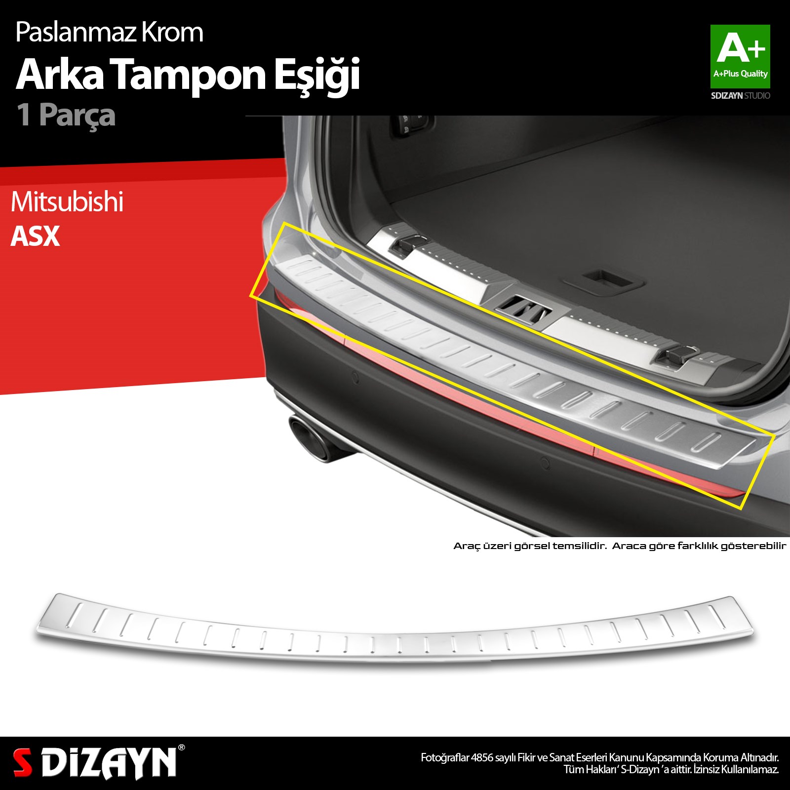 S-Dizayn Mitsubishi ASX Krom Arka Tampon Eşiği 2010-2017 A+ Kalite