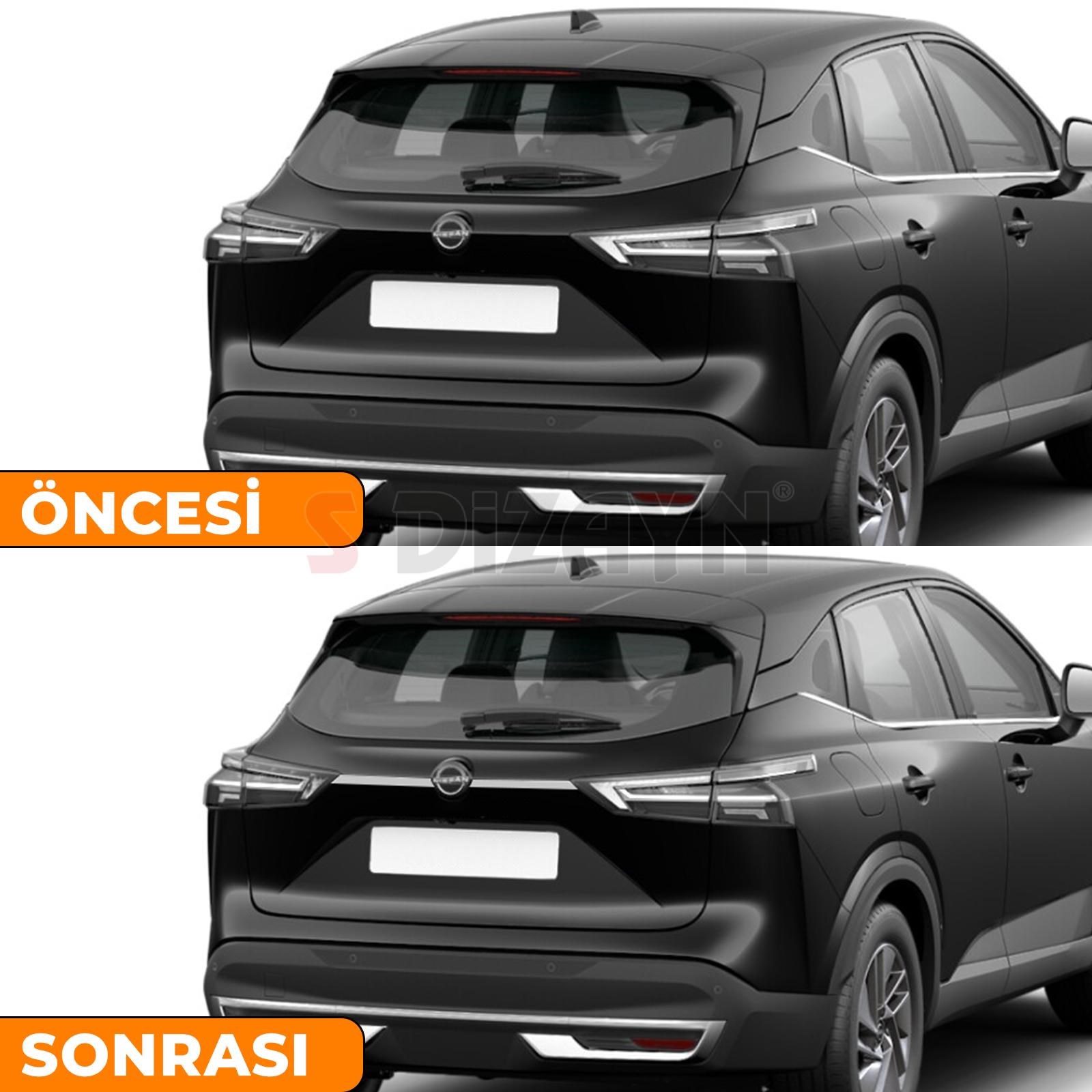 S-Dizayn Nissan Qashqai Krom Bagaj Çıtası 2 Prç. 2021 Üzeri A+ Kalite (Mat Krom)