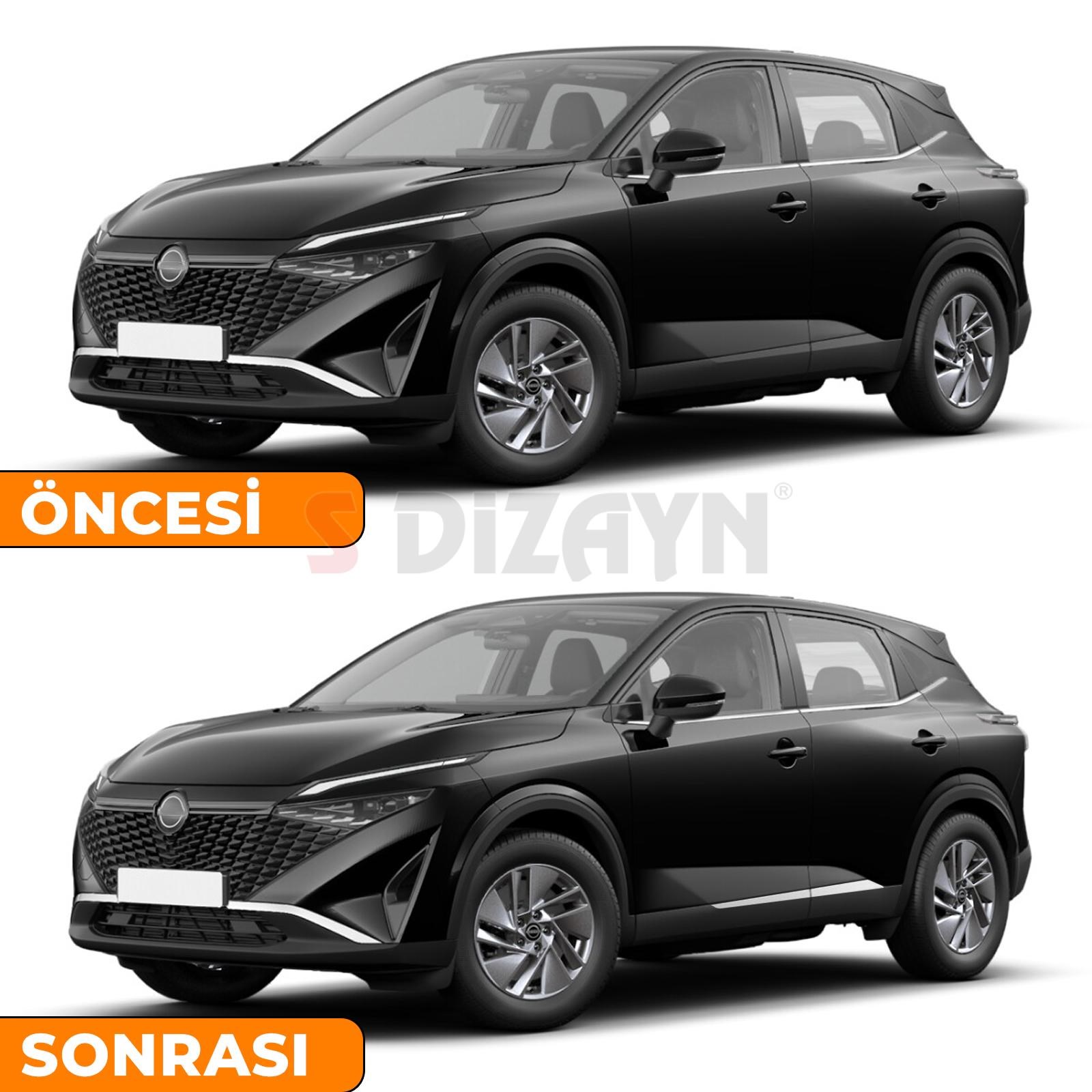 S-Dizayn Nissan Qashqai Krom Yan Kapı Çıtası 4 Prç 2021 Üzeri (Mat Krom)